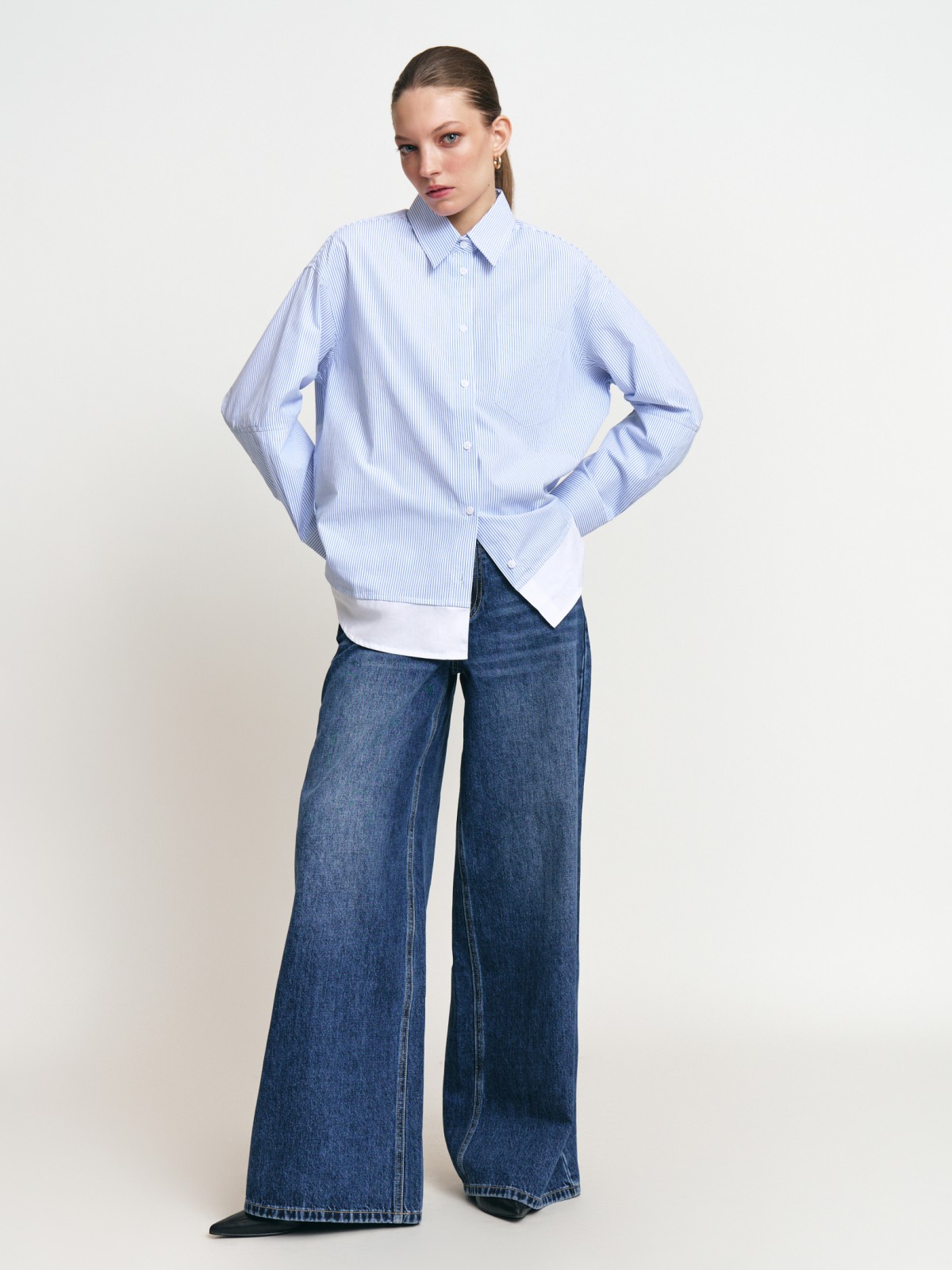 Рубашка из хлопка с узором в полоску