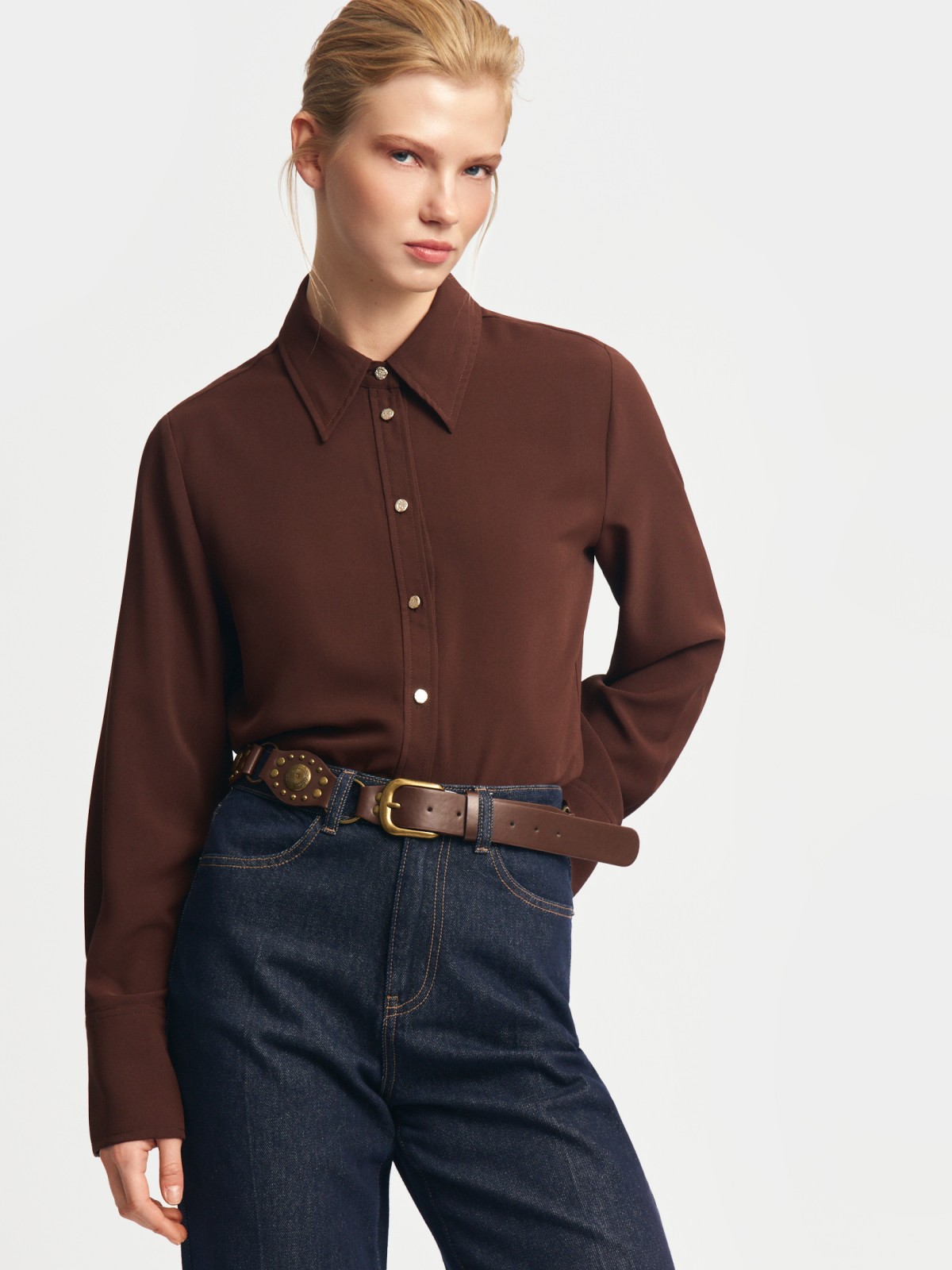 Рубашка прямого фасона с длинным рукавом