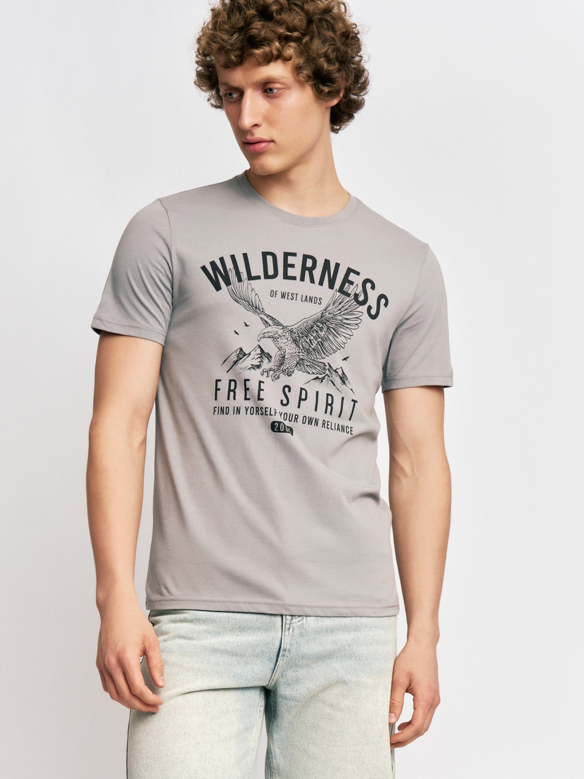 Футболка из хлопка с принтом и надписью