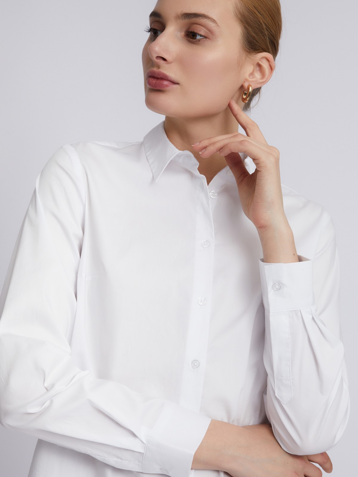 Офисная рубашка с длинным рукавом zolla 023311159152, цвет белый, размер XS - фото 4