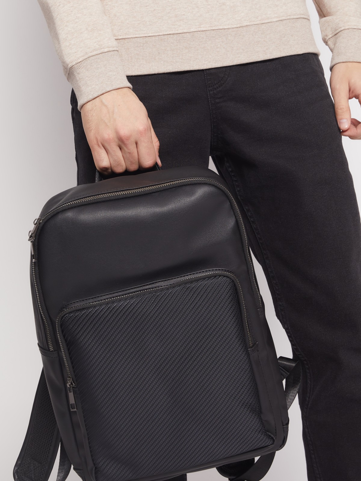 Городской рюкзак из искусственной кожи zolla 012119462015, цвет черный, размер No_size - фото 4