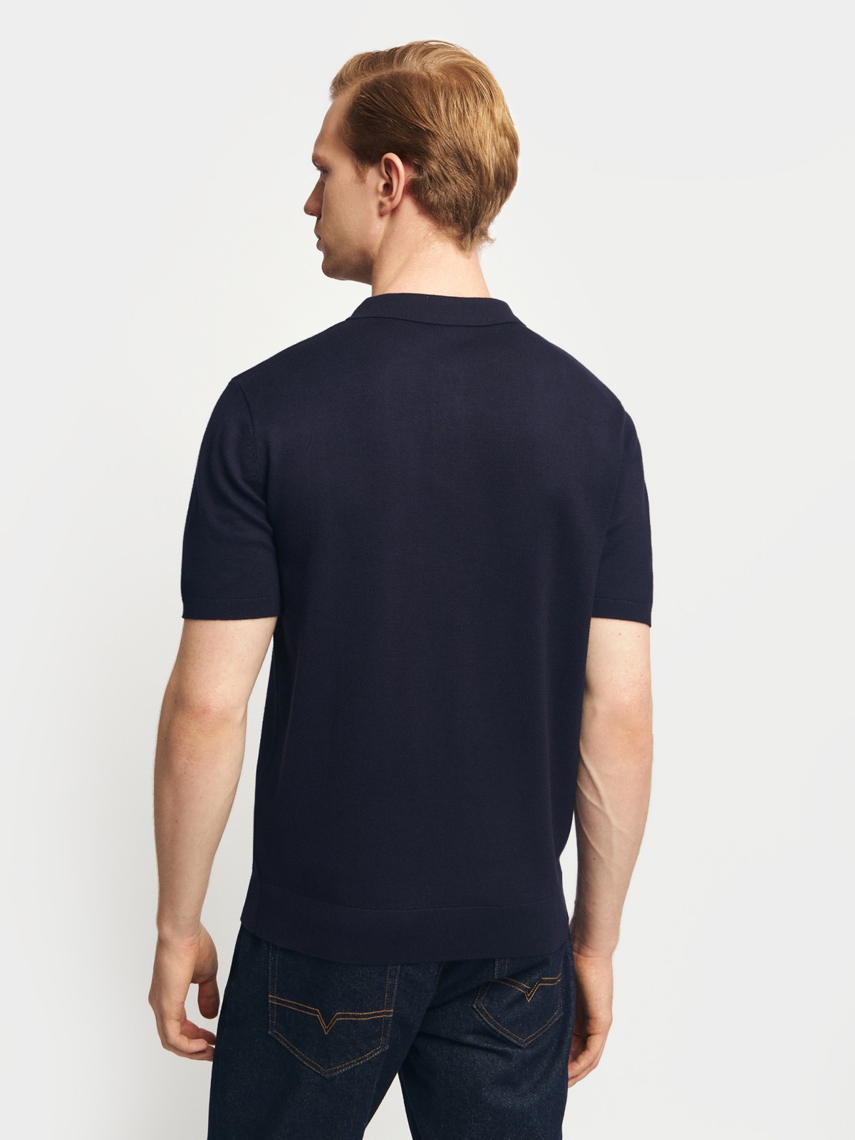 Трикотажный джемпер поло с коротким рукавом