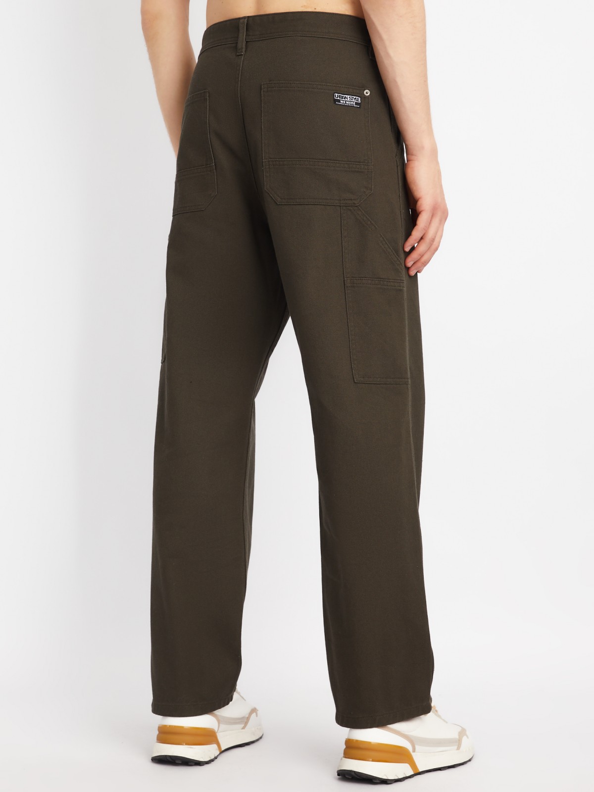 Прямые брюки расслабленного силуэта из хлопка zolla 01411734S061, цвет хаки, размер 30 - фото 5