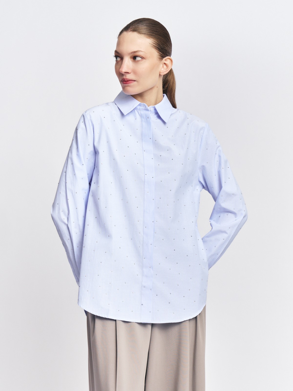 Рубашка прямого фасона с узором в полоску