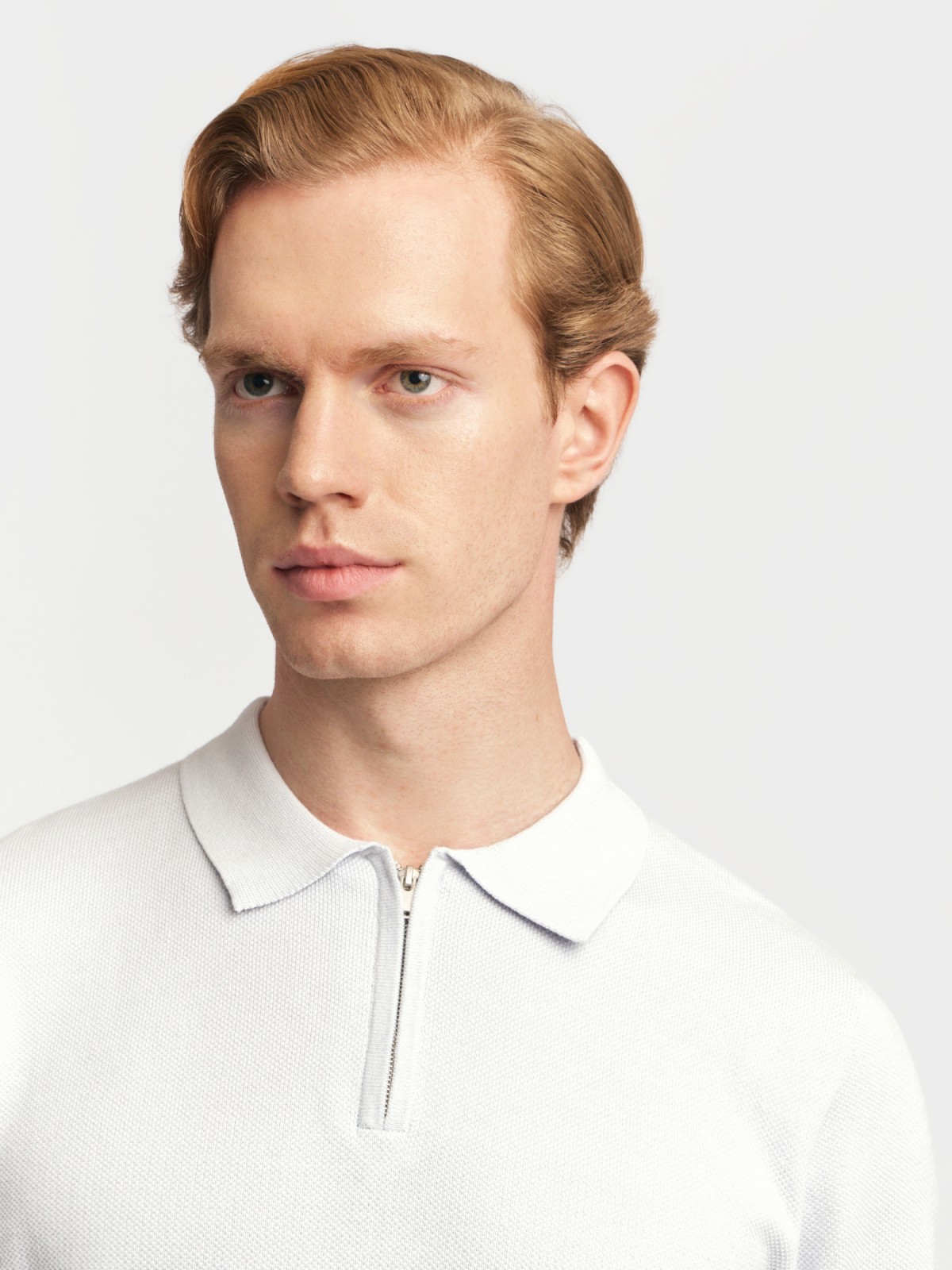 Трикотажный джемпер поло из хлопка с коротким рукавом