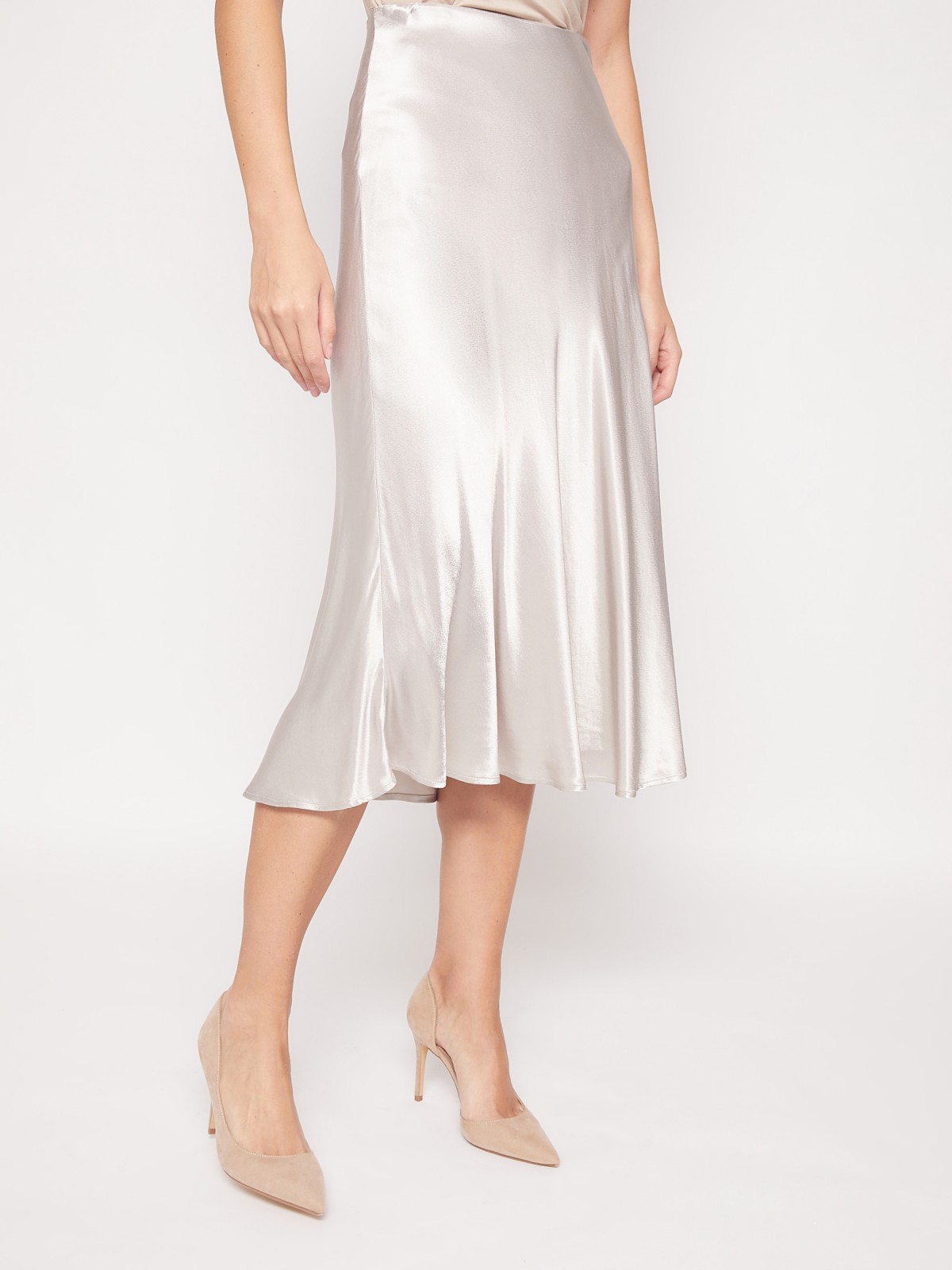 Атласная юбка миди zolla 021457830051, цвет серебряный, размер XS - фото 3