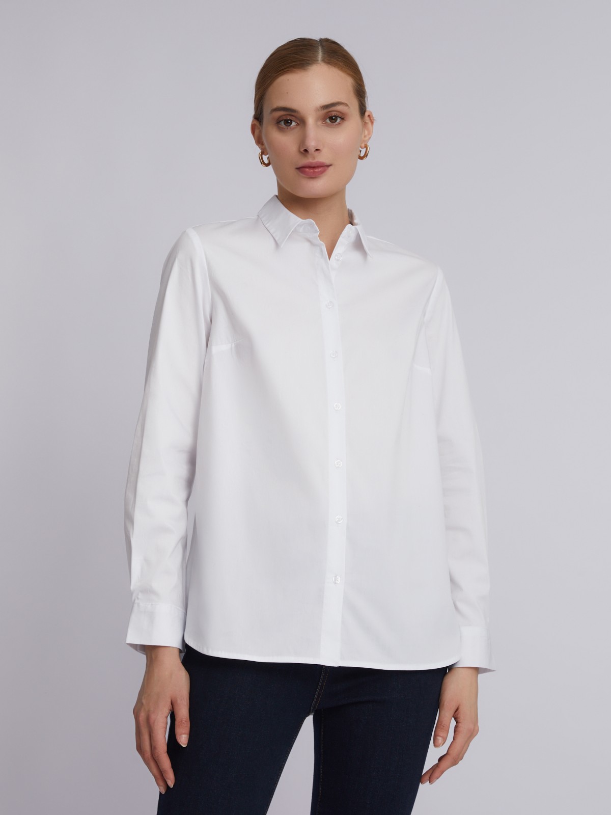 Офисная рубашка с длинным рукавом zolla 023311159152, цвет белый, размер XS - фото 5