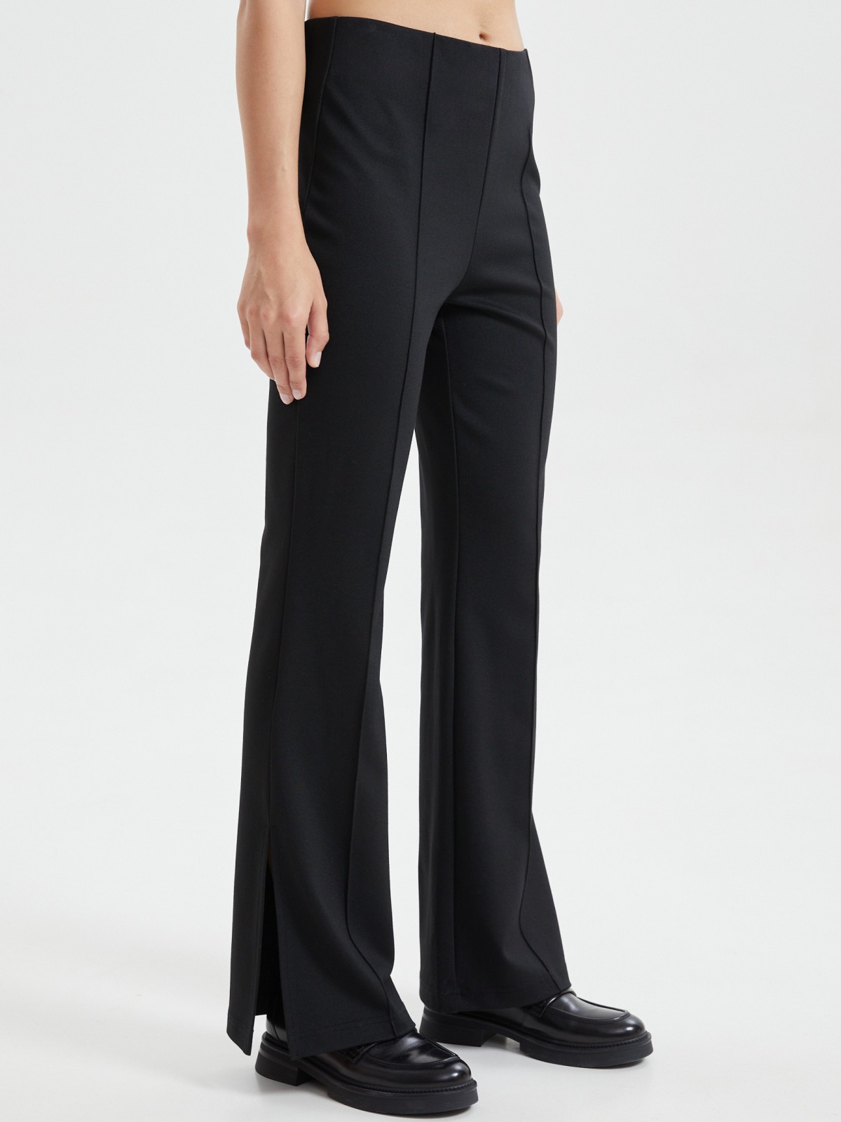 Трикотажные брюки фасона Bootcut с разрезами