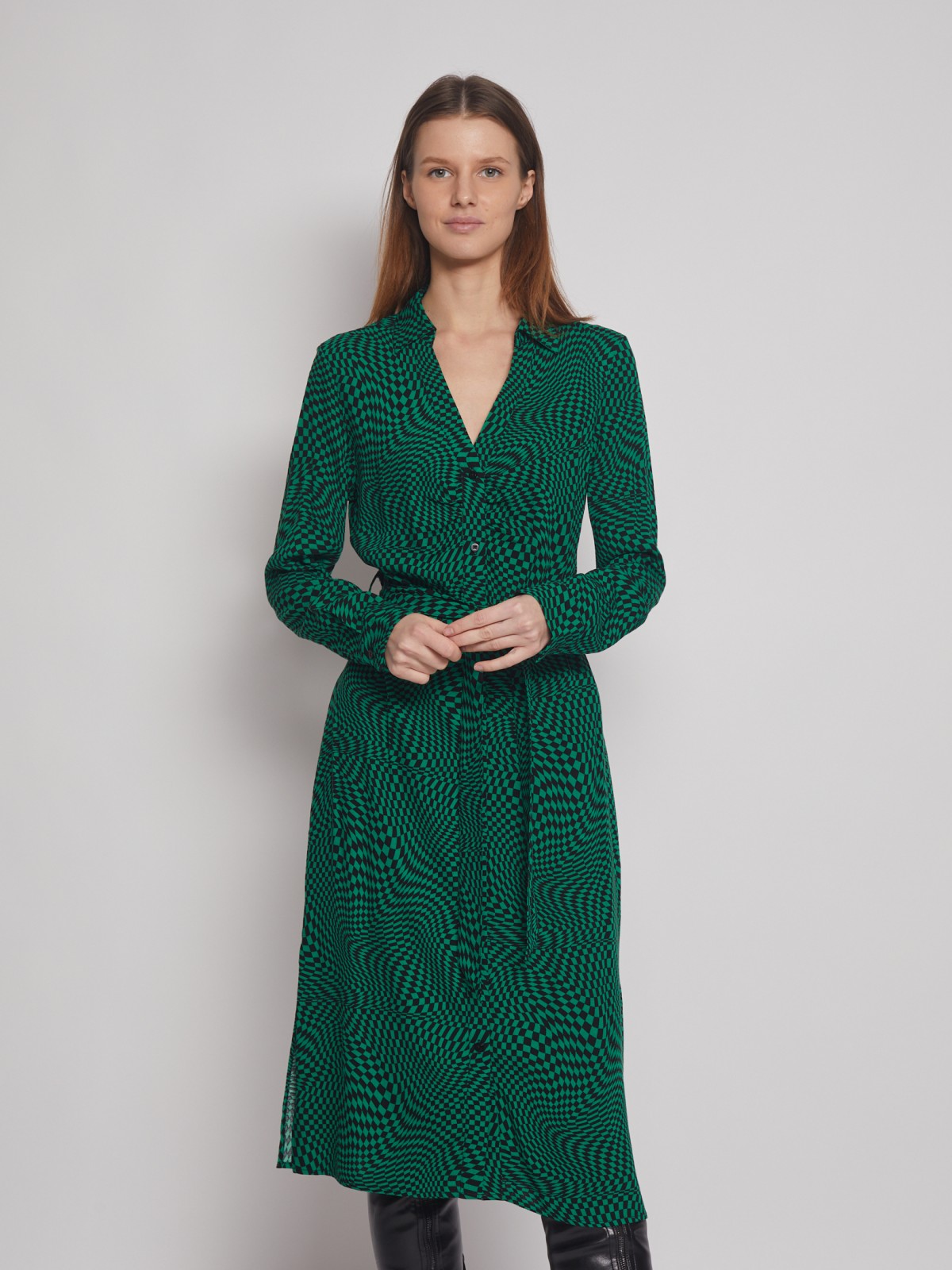Платье zolla 223138262151, цвет зеленый, размер XS - фото 1