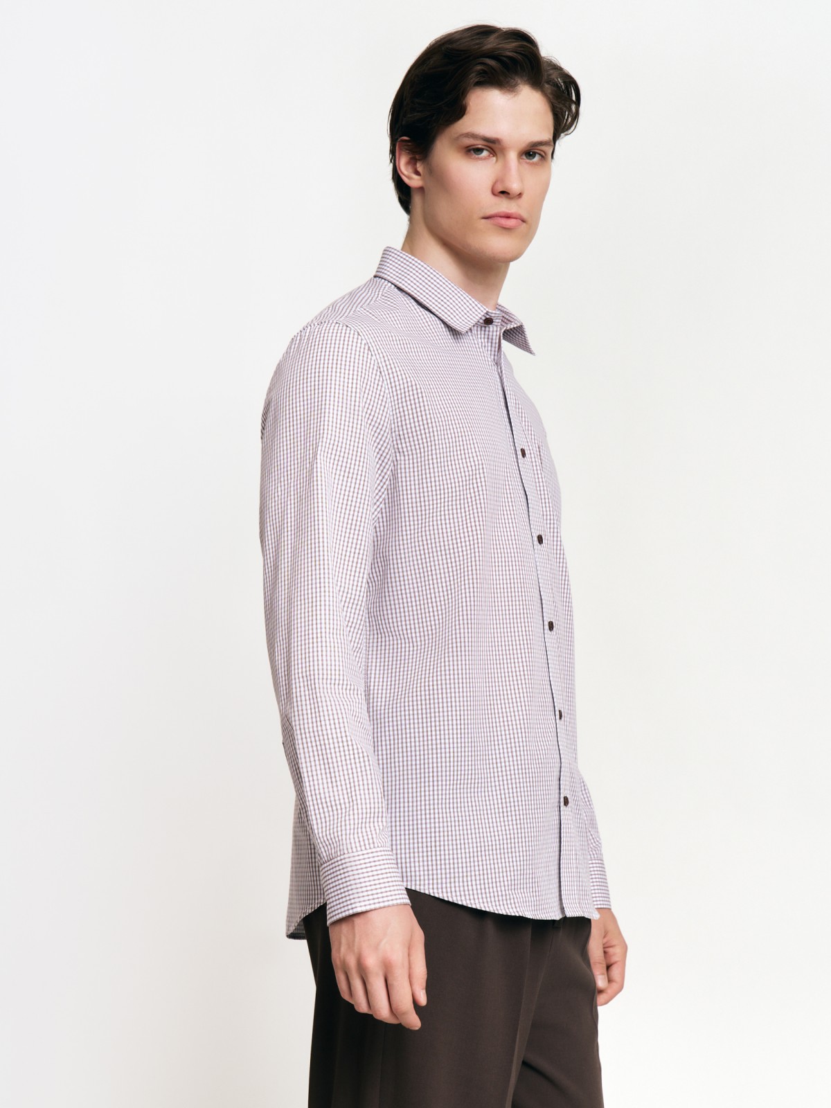 Рубашка в клетку с длинным рукавом