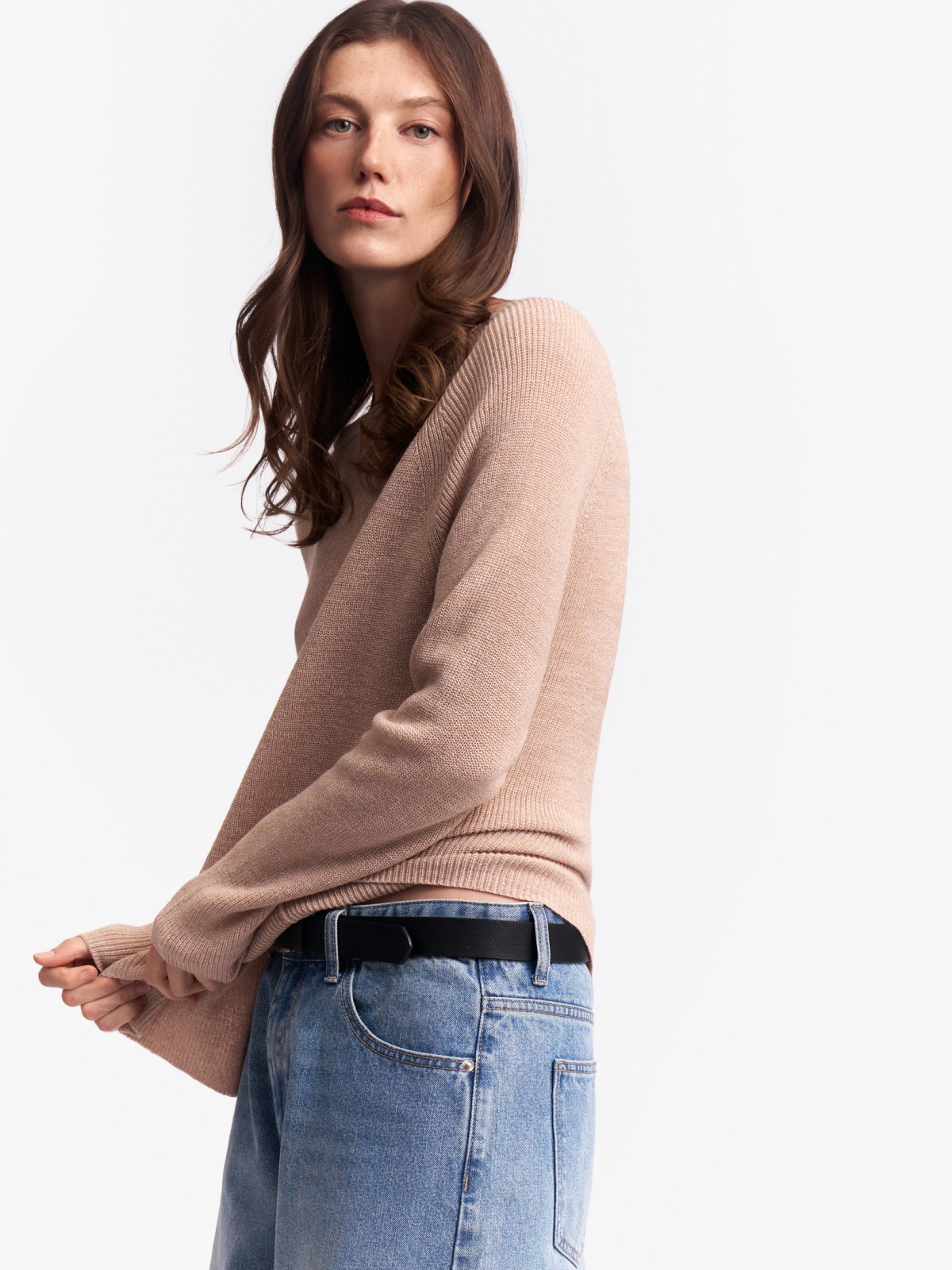 Вязаный джемпер из акрила с длинным рукавом