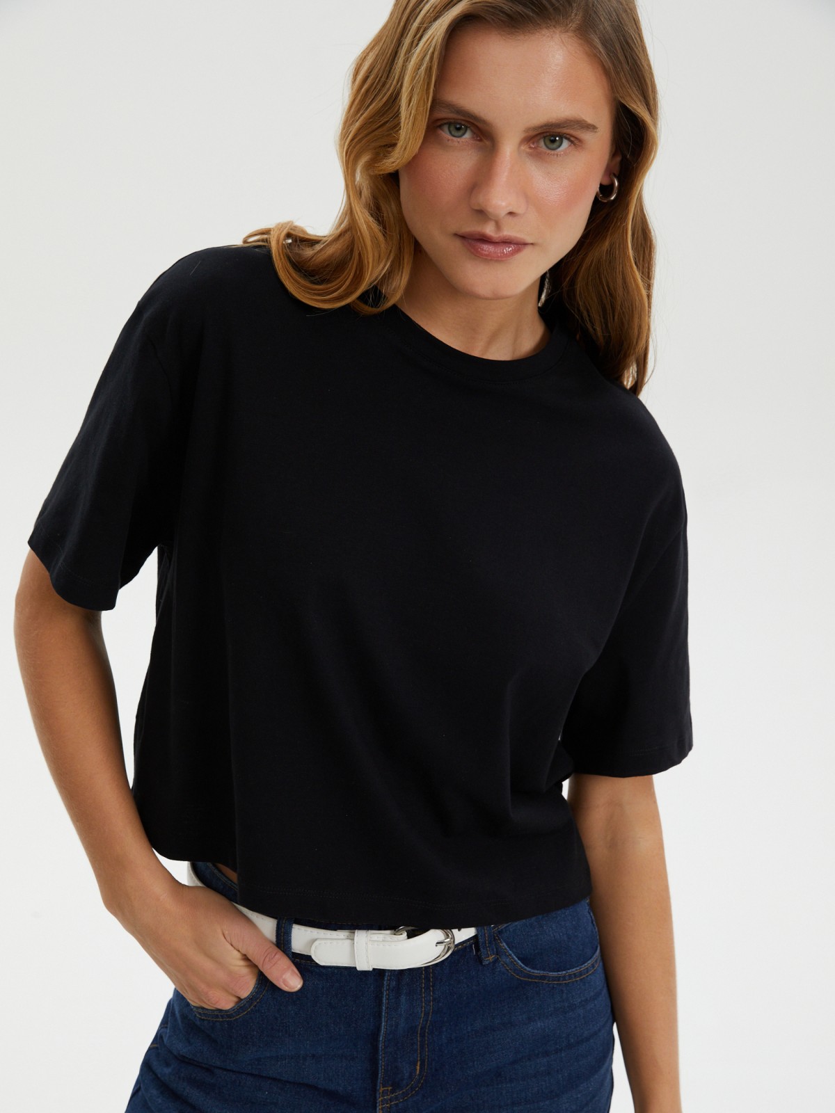 Футболка-топ из хлопка с коротким рукавом