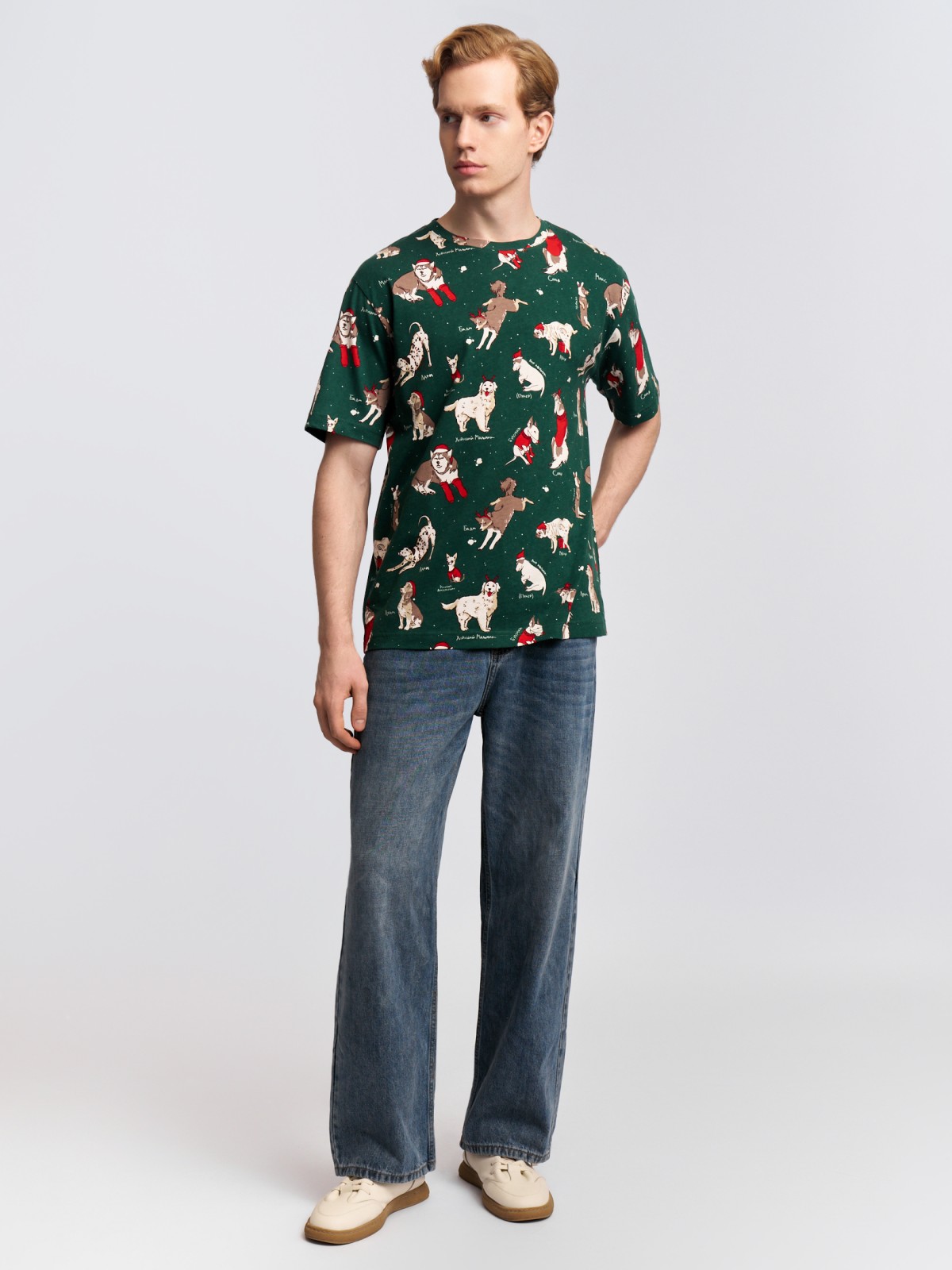 Новогодняя футболка из хлопка с принтом