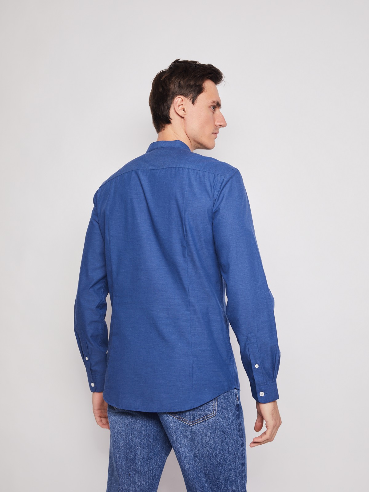 Однотонная рубашка с воротником-стойкой zolla 21211214R052, цвет голубой, размер S - фото 3