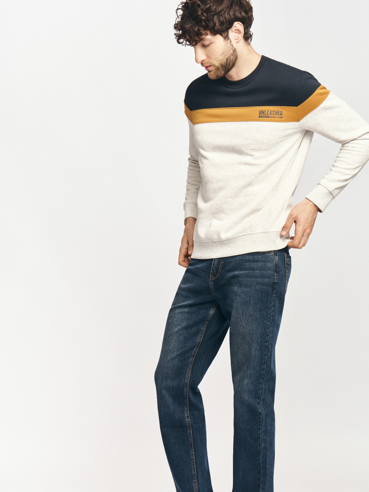 Утеплённый свитшот прямого кроя с начёсом