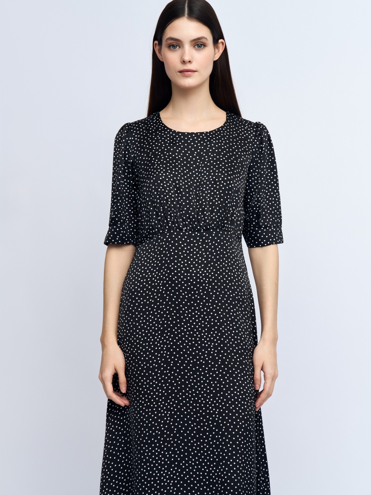 Платье миди из атласа с высокой талией