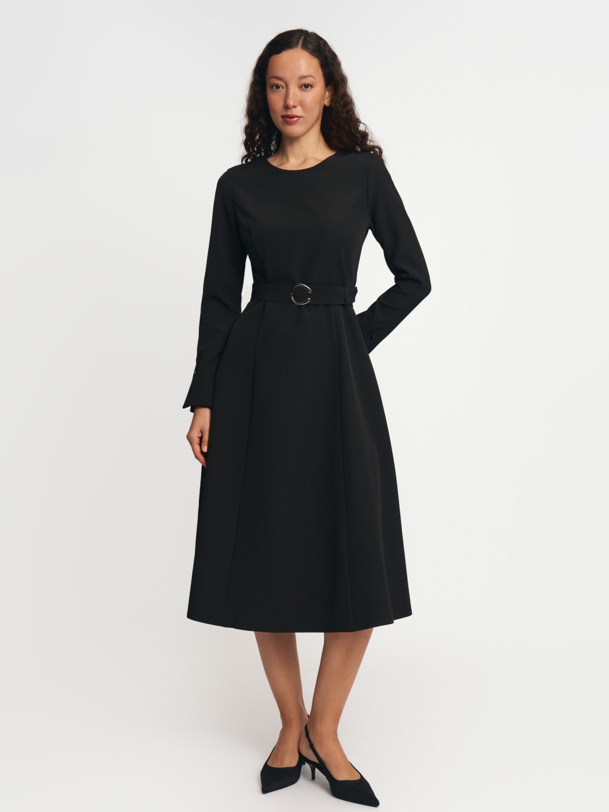 Платье миди с поясом
