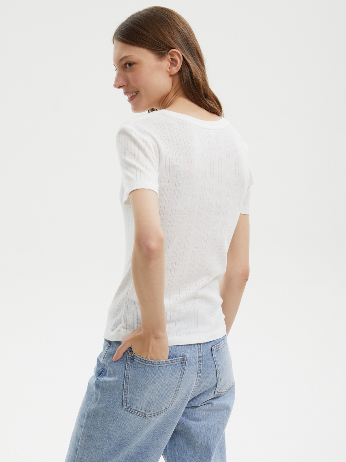 Футболка из ажурного трикотажа 