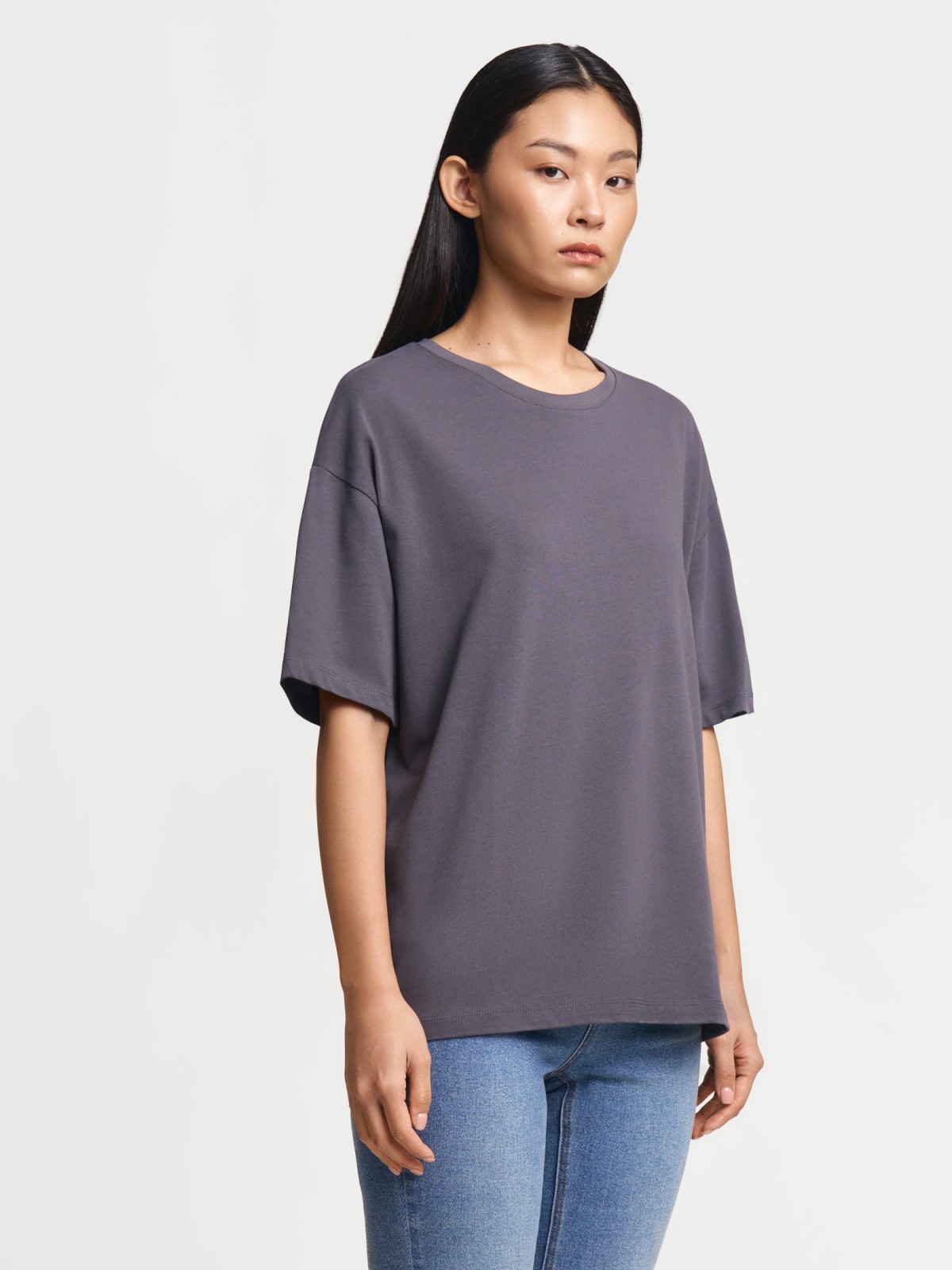 Футболка оверсайз из хлопка однотонная