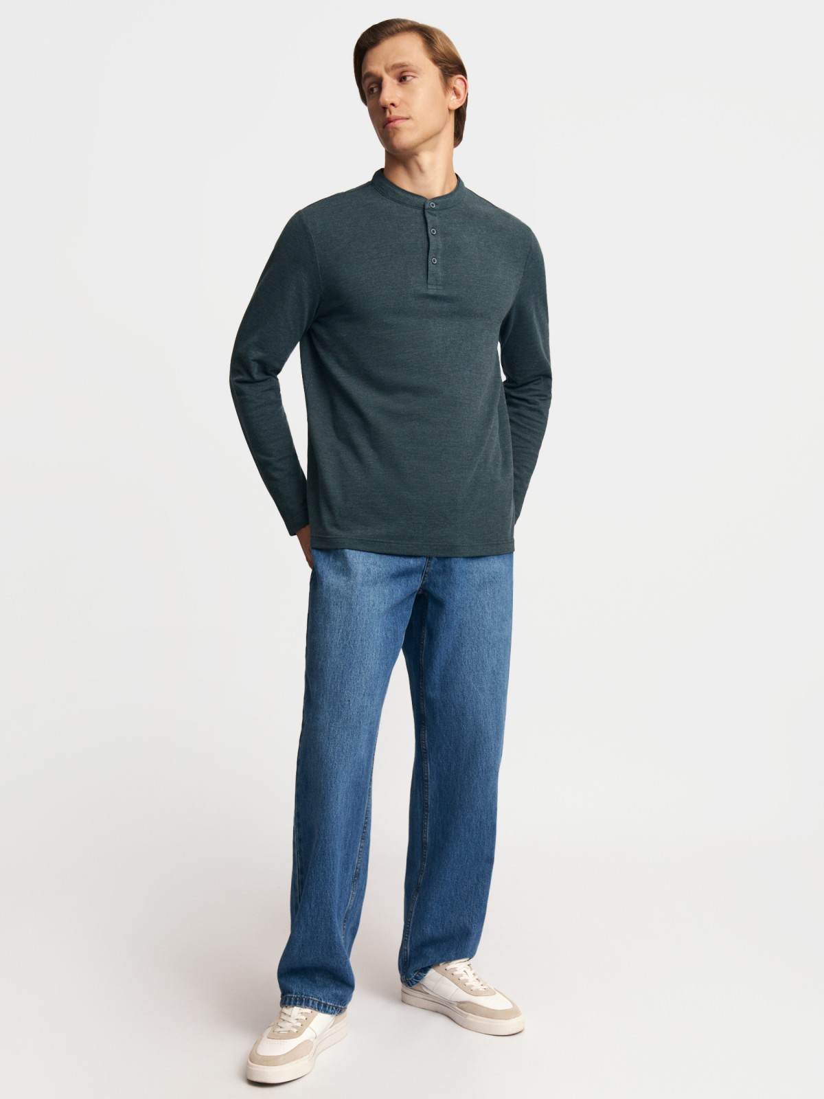 Лонгслив хенли с длинным рукавом