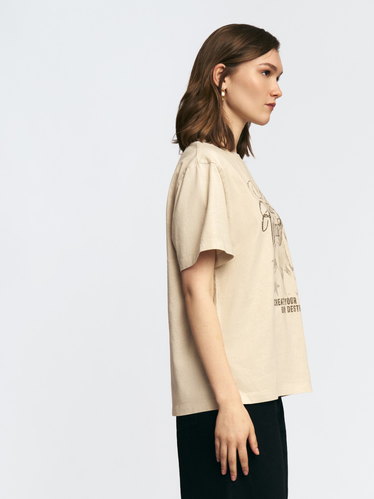 Трикотажная футболка из хлопка с принтом