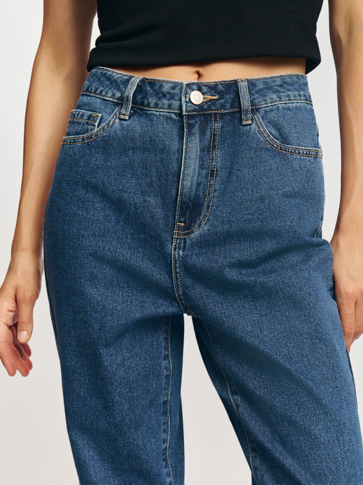 Джинсы силуэта Mom Fit из хлопка с высокой посадкой