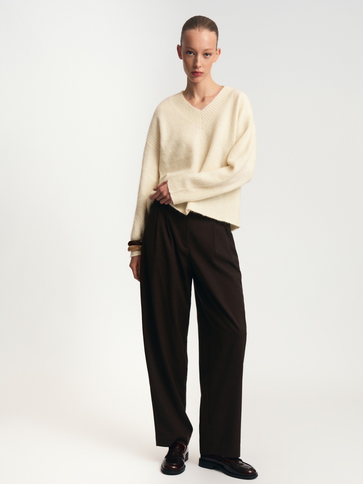 Офисные брюки фасона Balloon с защипами