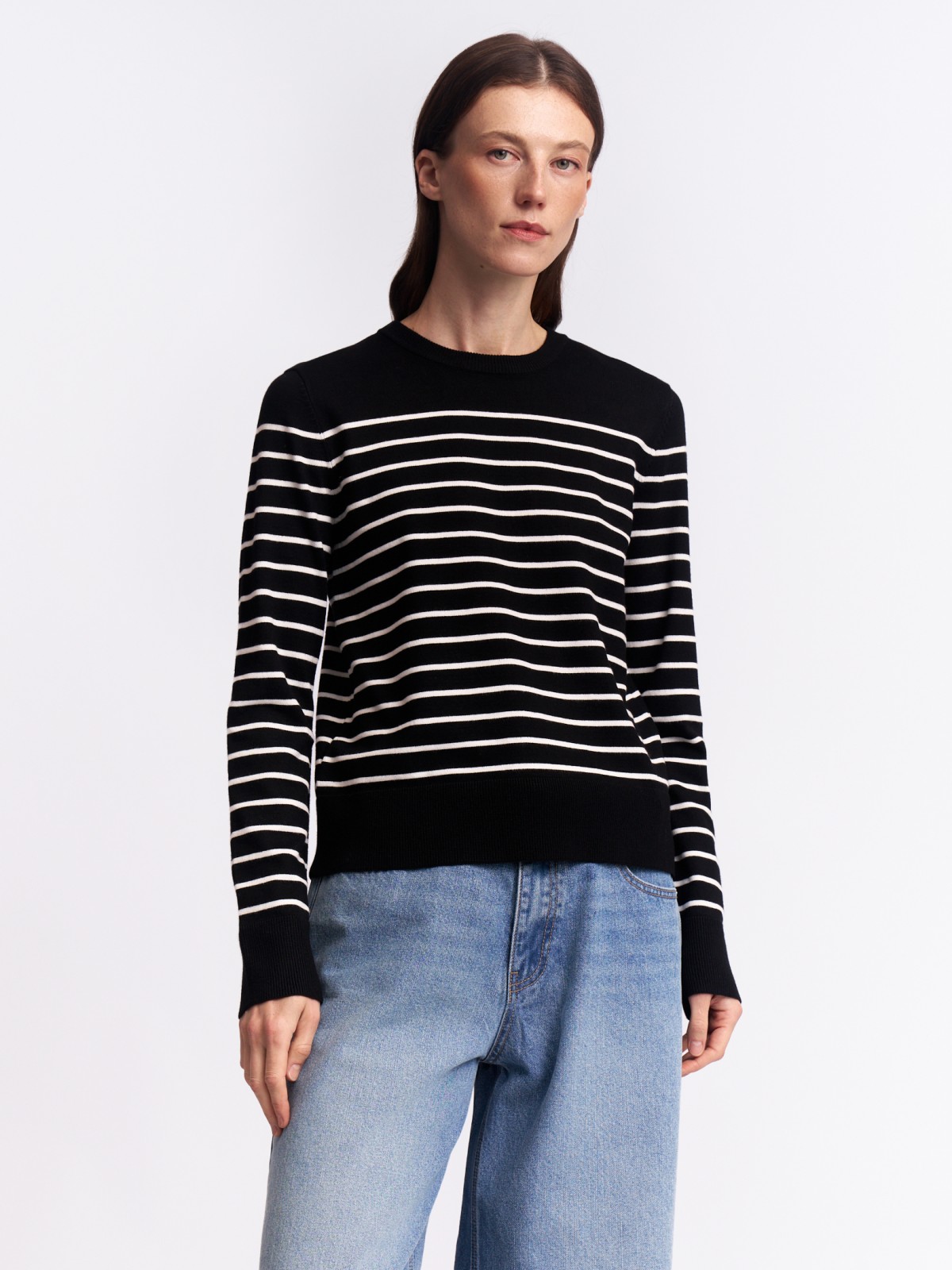 Джемпер из вязаного трикотажа в полоску