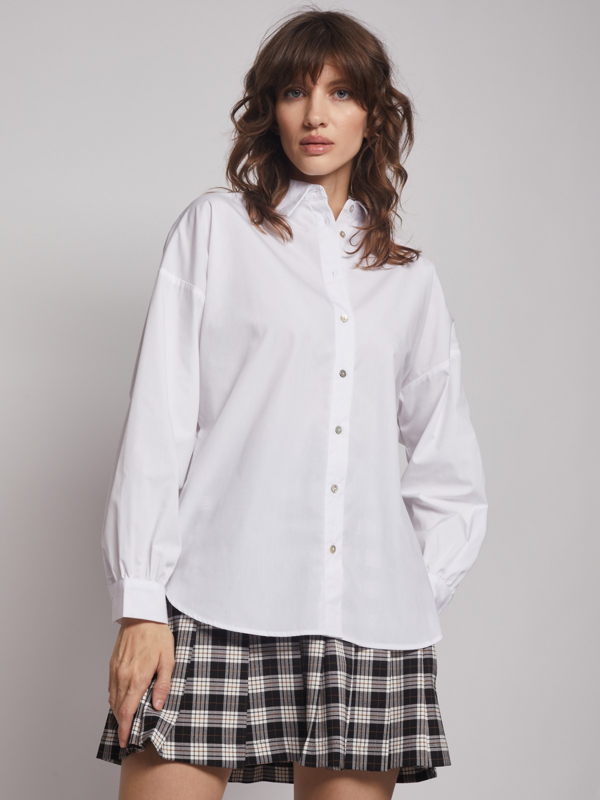 Рубашка оверсайз с длинным рукавом zolla 02312117Y023, цвет белый, размер XXS - фото 4