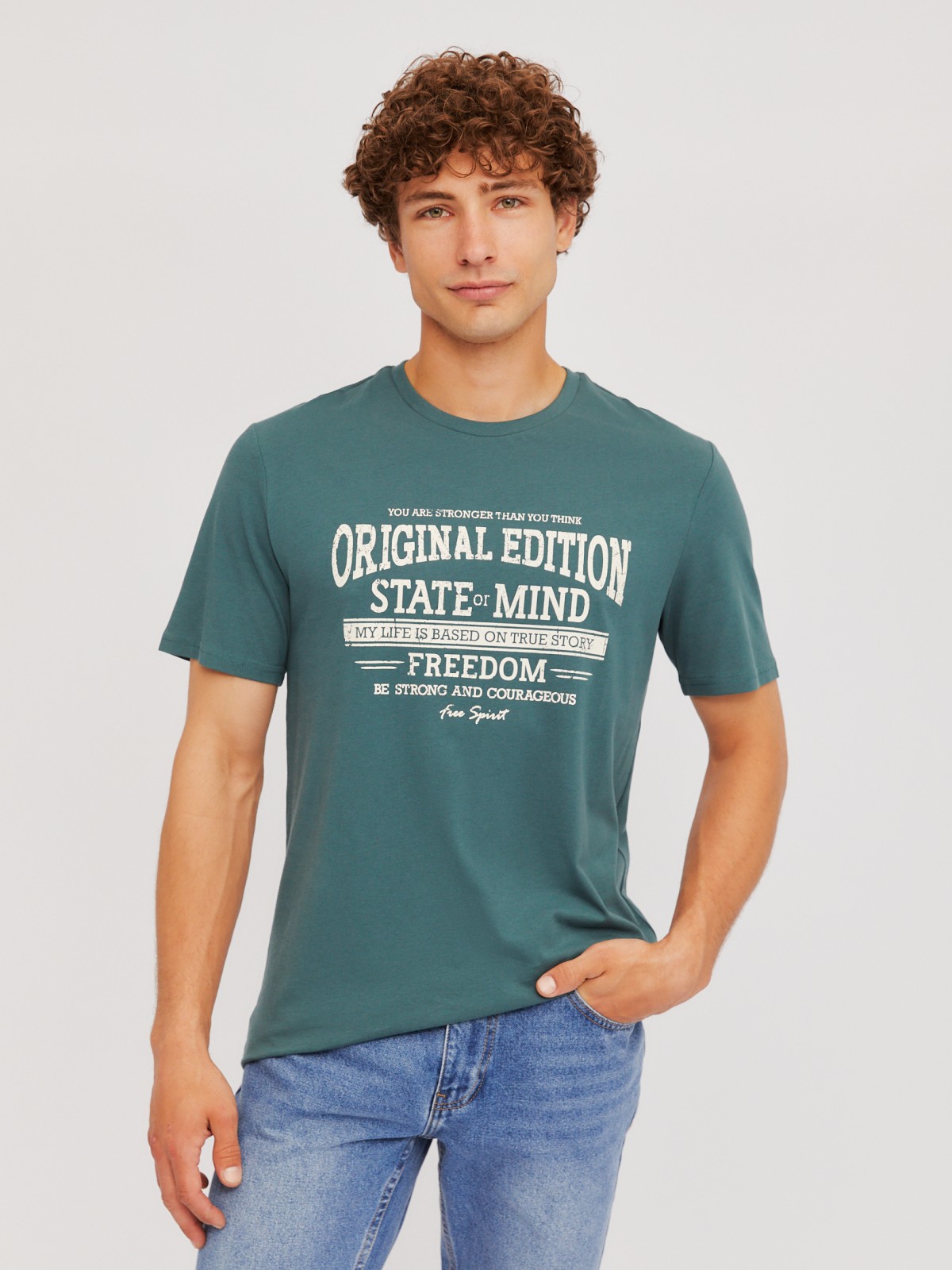 Футболка из хлопка с принтом-надписью