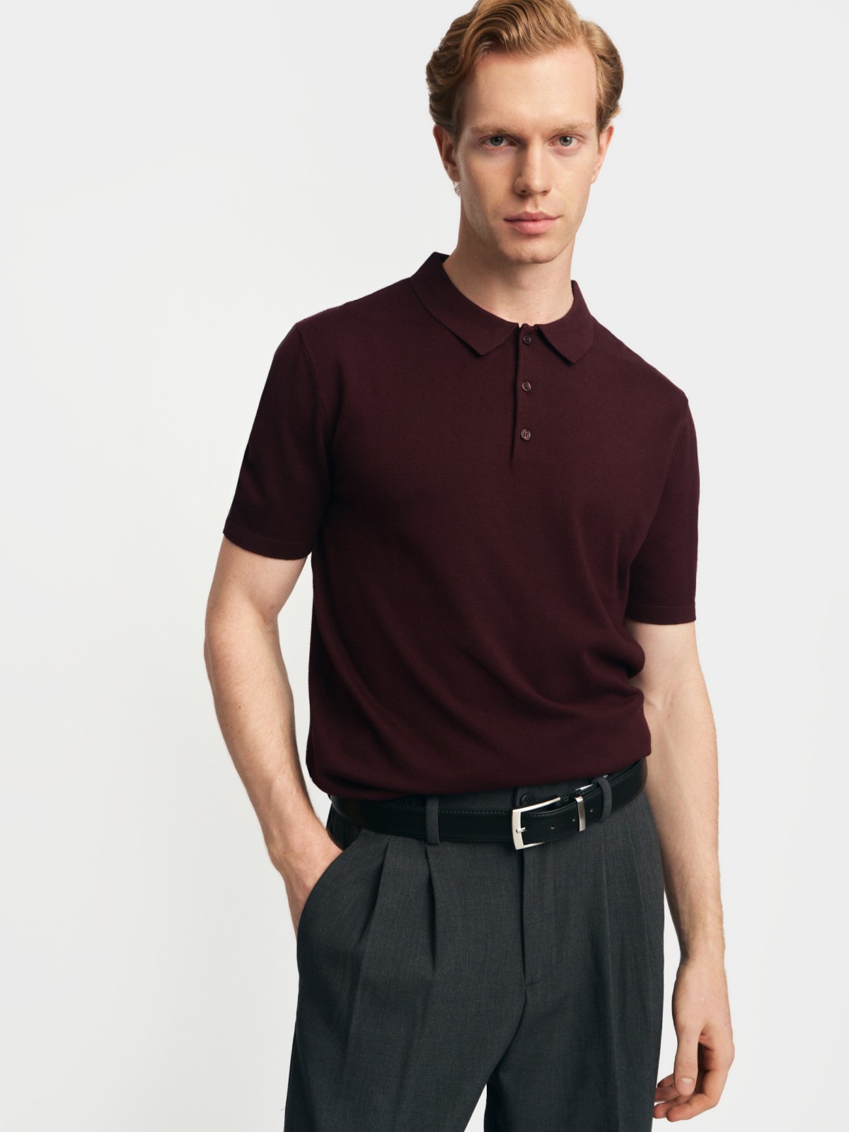 Трикотажный джемпер поло с коротким рукавом