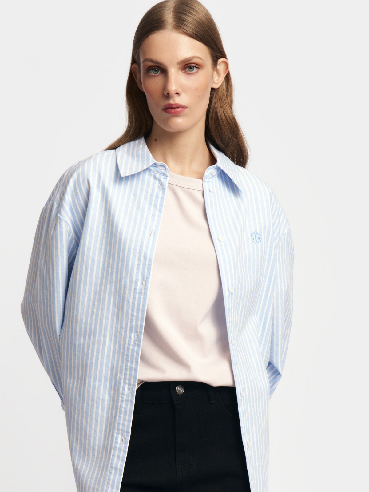 Рубашка оверсайз из хлопка в полоску