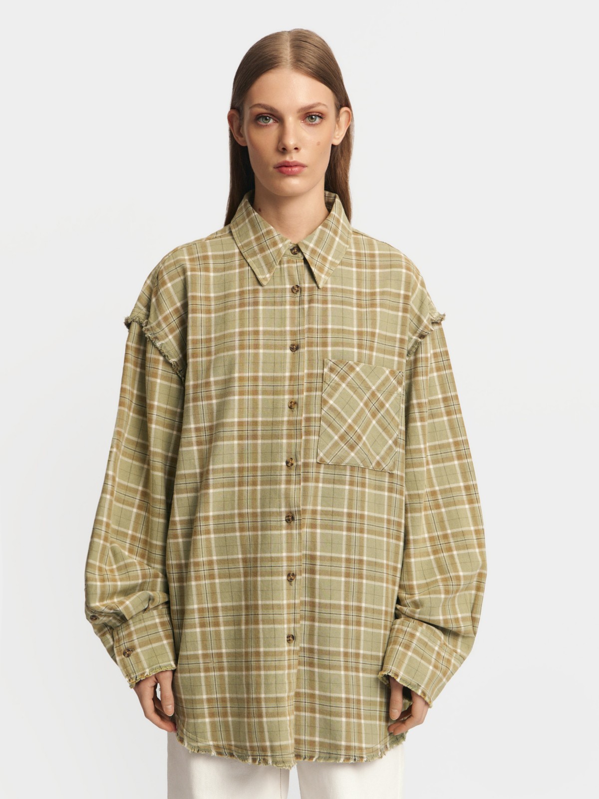 Верхняя рубашка оверсайз из фланели в клетку