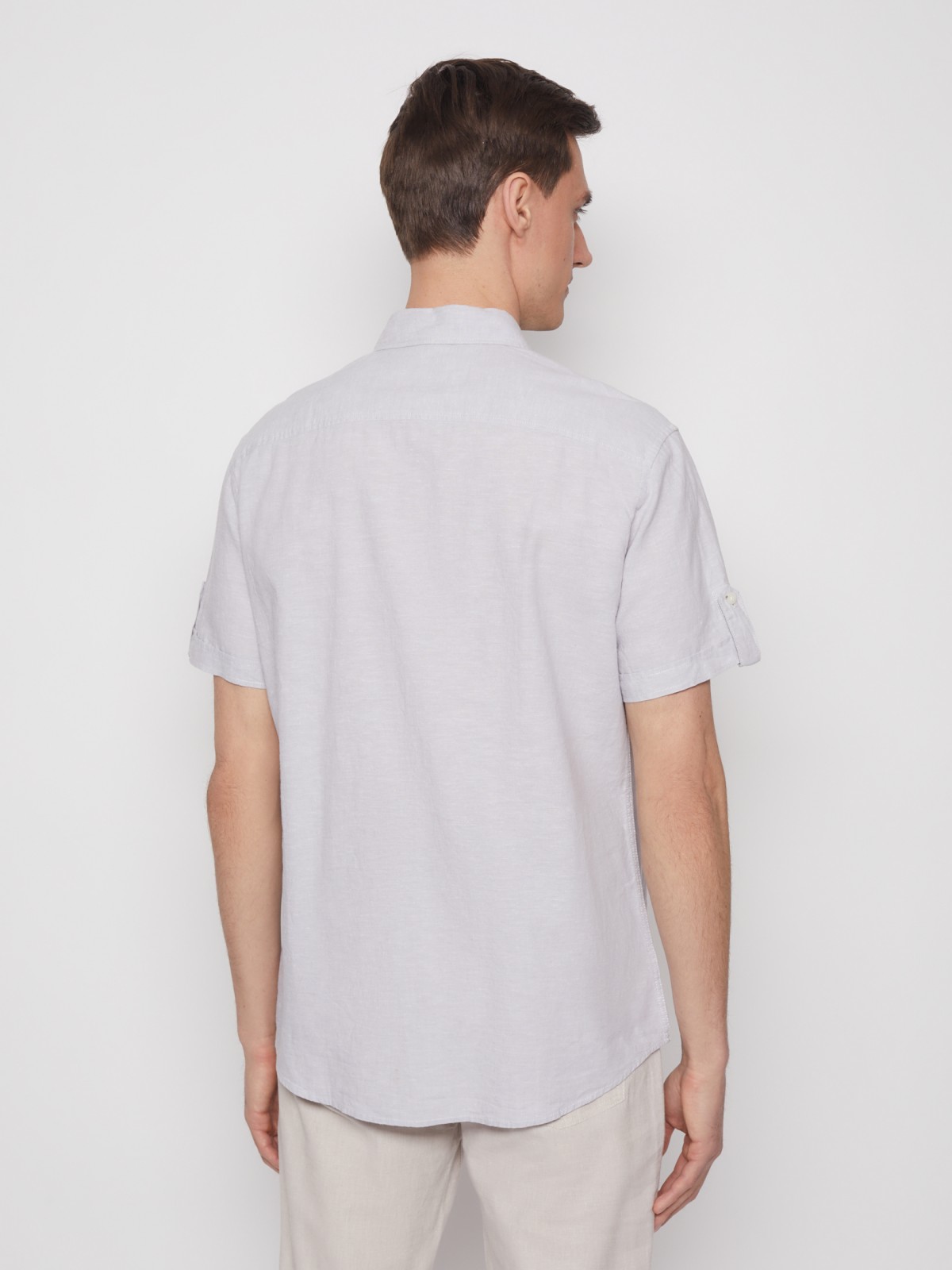 Рубашка с коротким рукавом zolla 012232259013, цвет светло-серый, размер S - фото 6