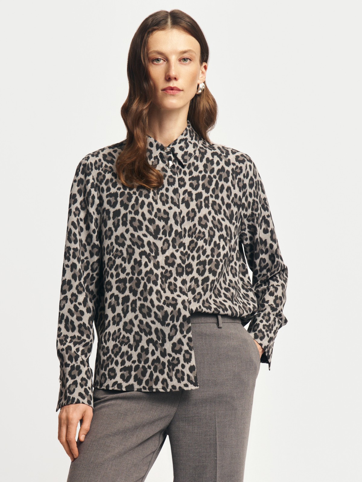 Леопардовая рубашка прямого фасона