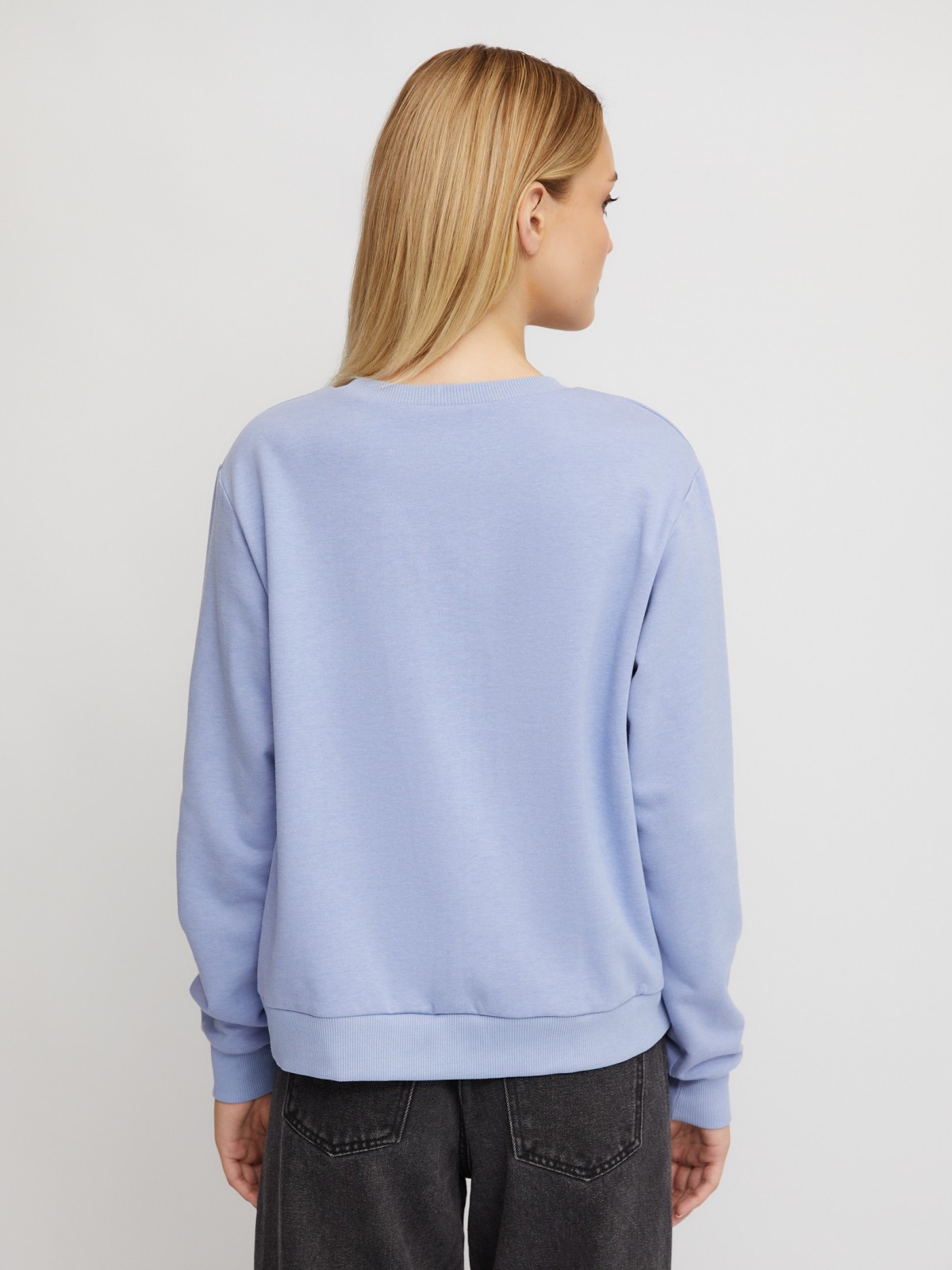 Утеплённый свитшот с принтом-надписью