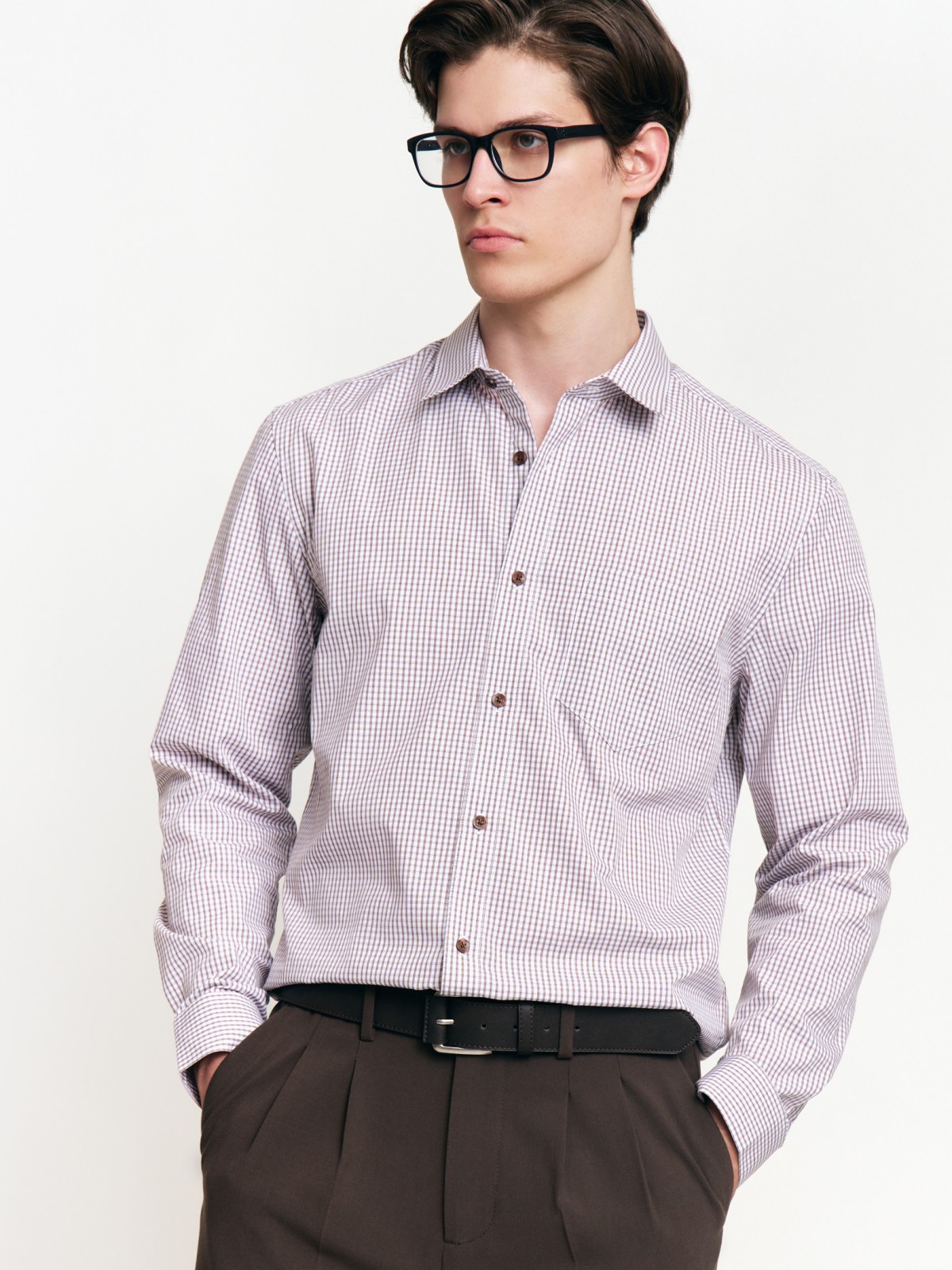 Рубашка в клетку с длинным рукавом