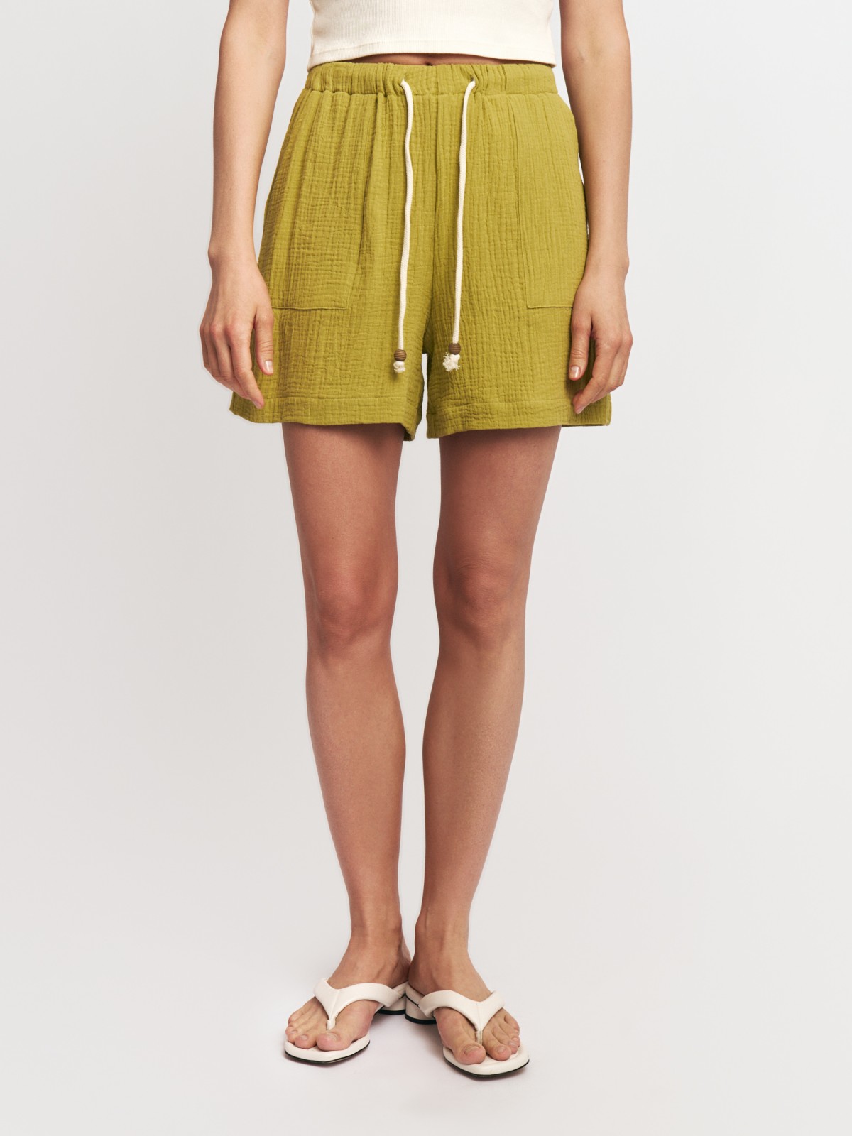 Муслиновые шорты на резинке с карманами