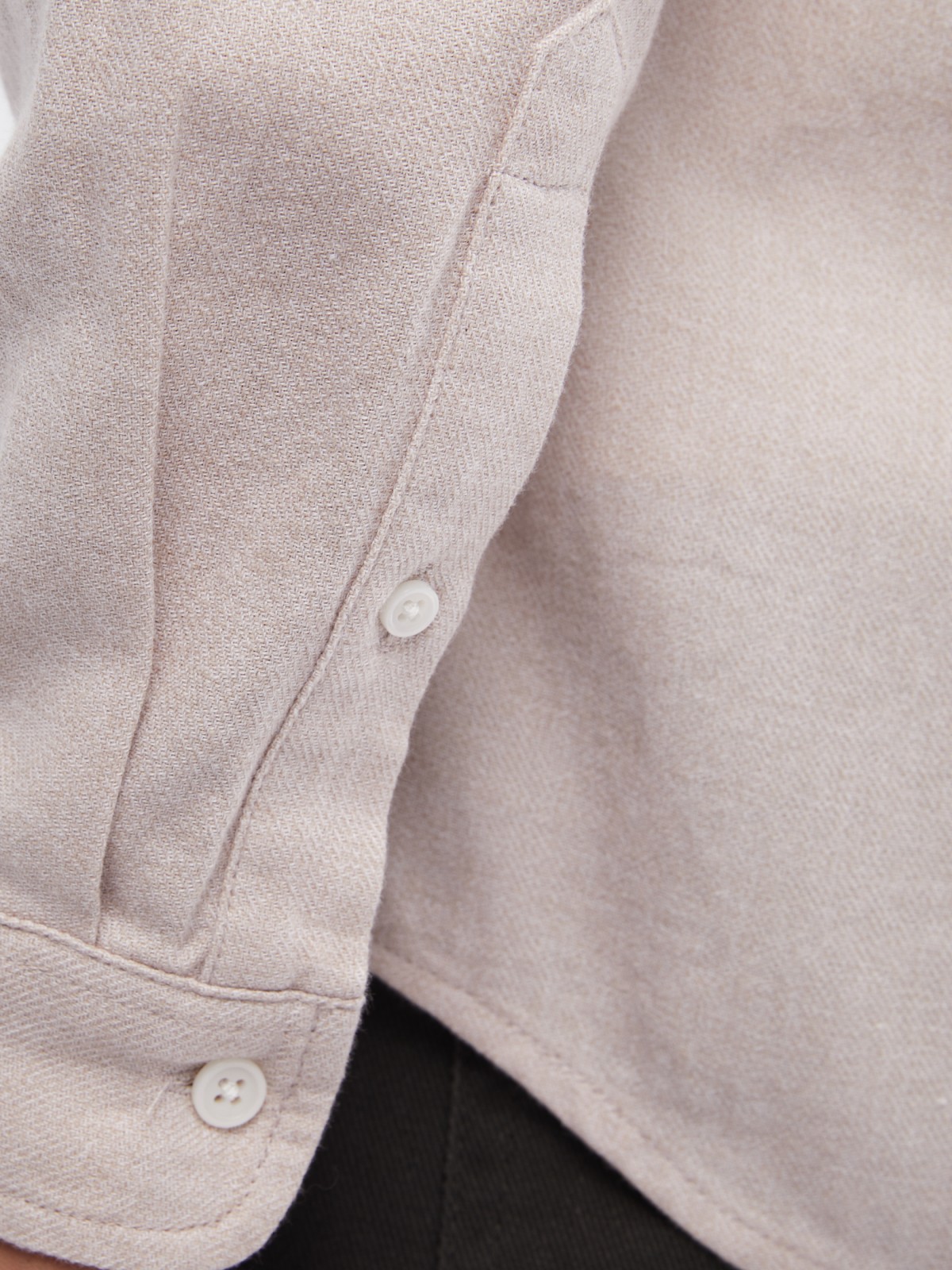 Офисная рубашка из хлопка с воротником-стойкой и длинным рукавом zolla 014122116023, цвет бежевый, размер M - фото 6