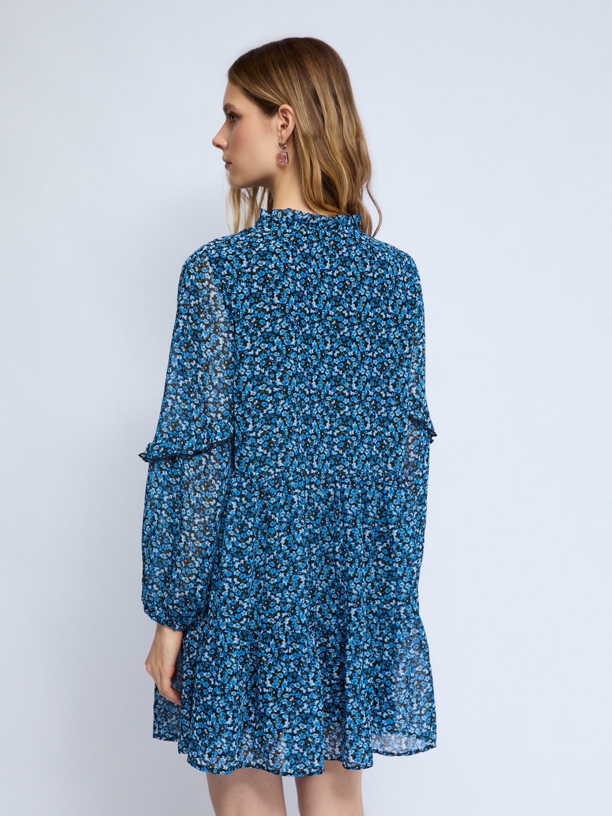 Шифоновое платье мини с цветочным принтом