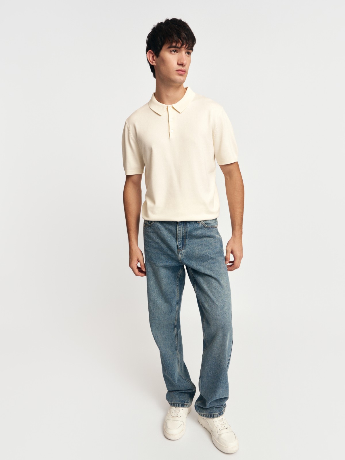 Трикотажный джемпер поло с коротким рукавом