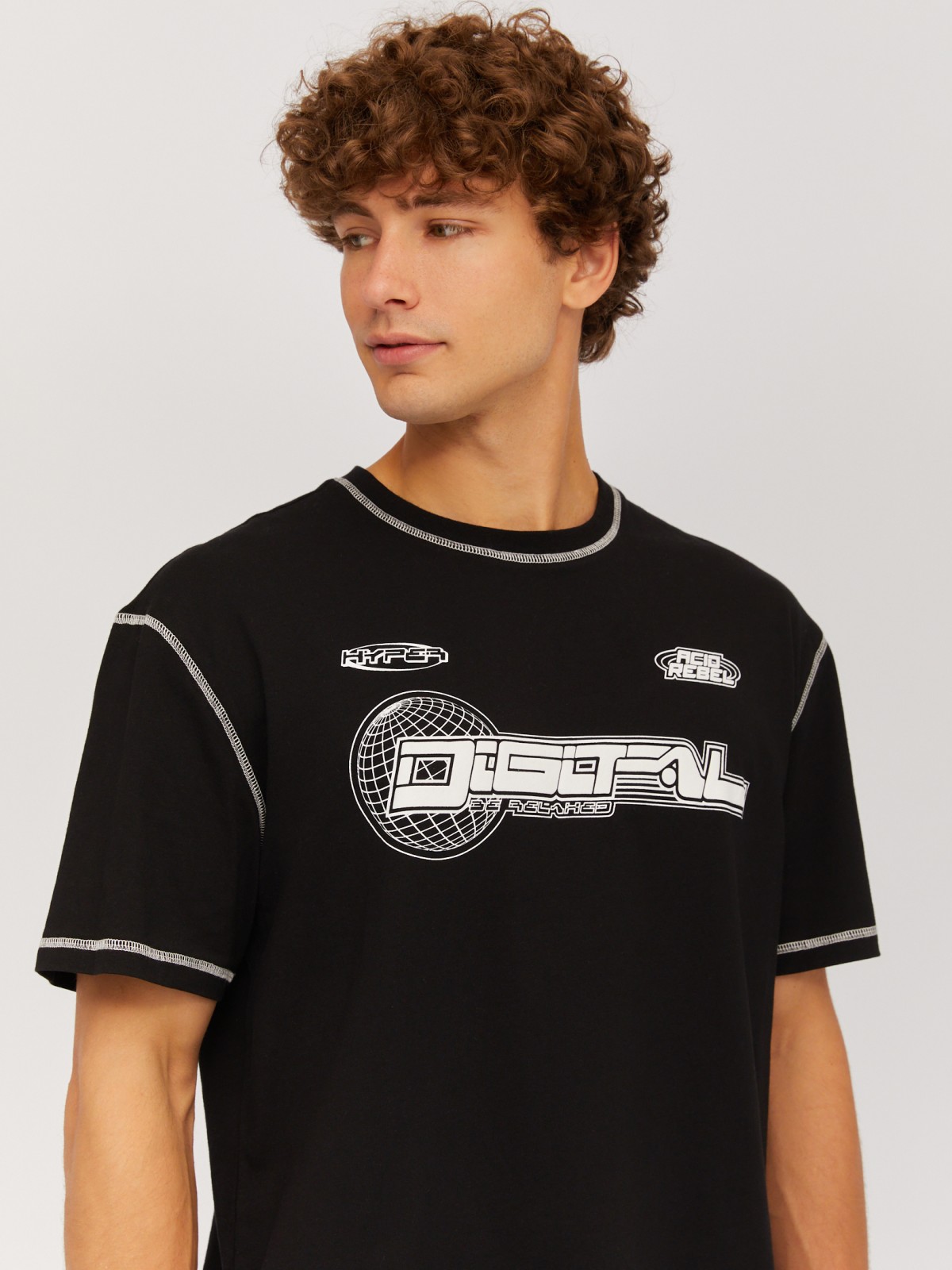 Футболка из хлопка с принтом-надписью