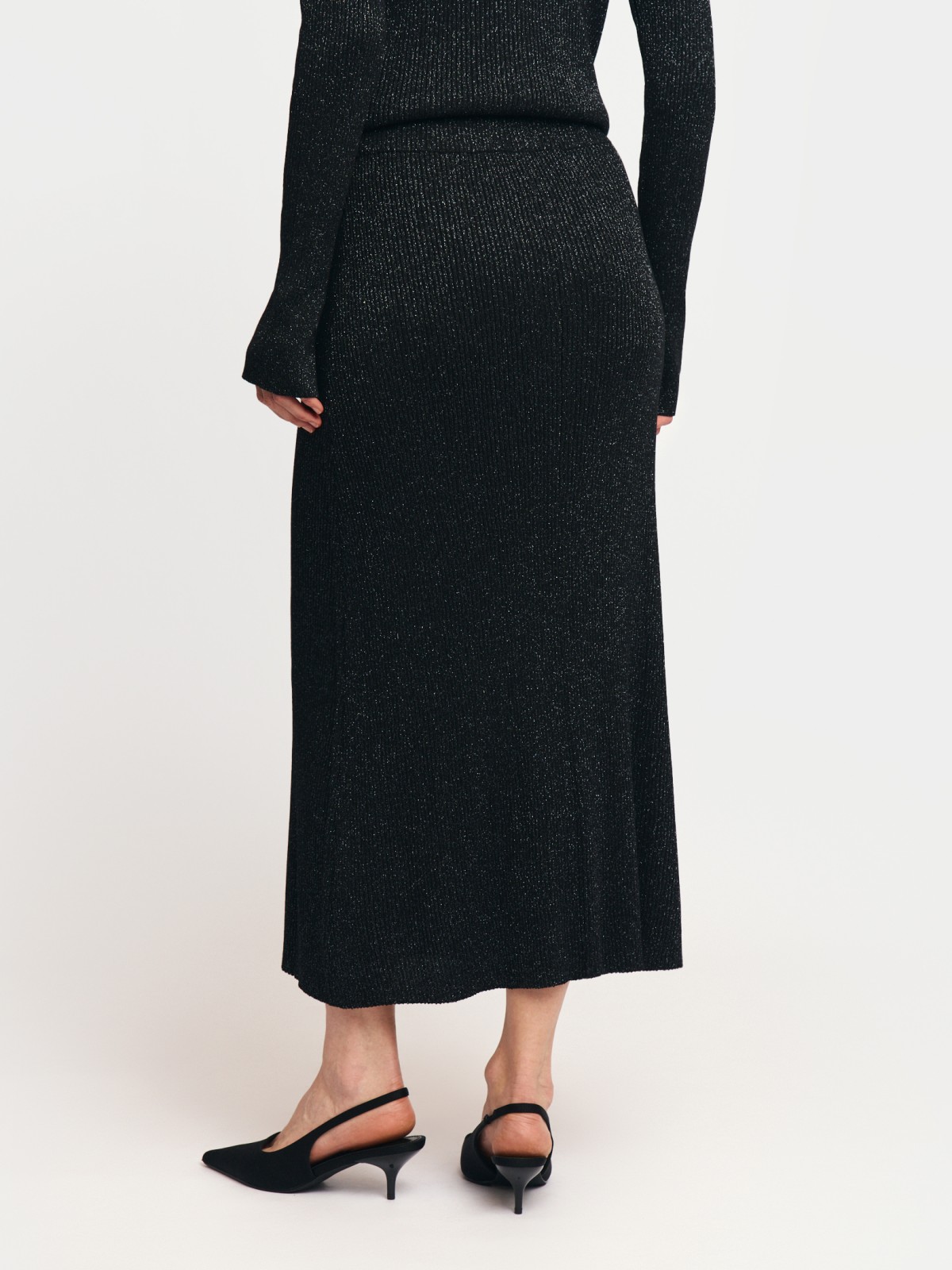 Трикотажная юбка миди с люрексом