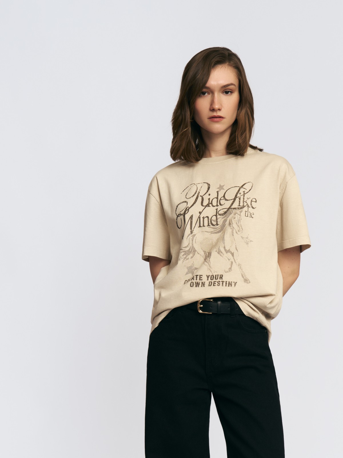 Трикотажная футболка из хлопка с принтом