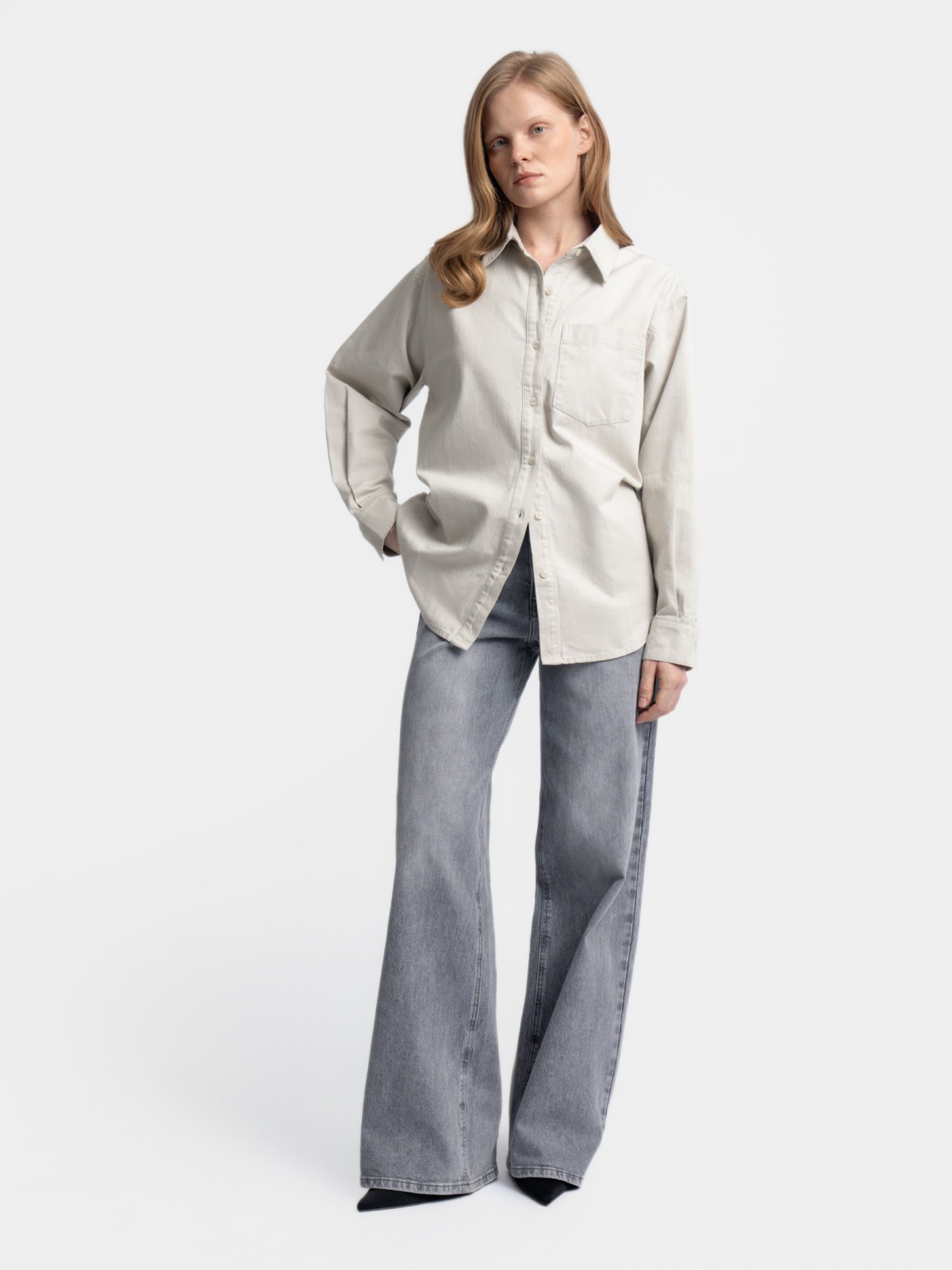 Рубашка оверсайз силуэта из хлопка