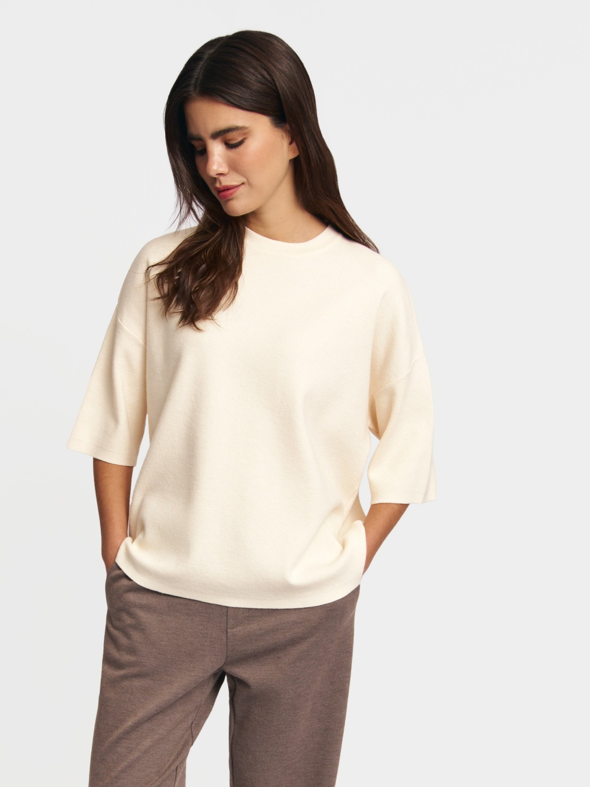 Трикотажный джемпер с коротким рукавом