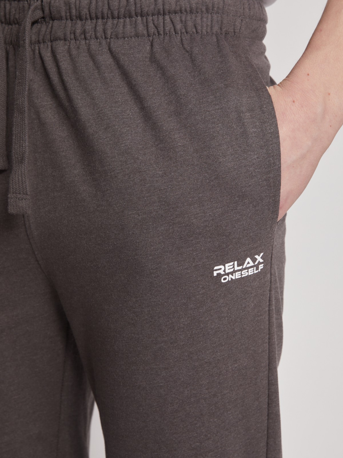 Спортивные брюки из трикотажа zolla 01231765Q032, цвет темно-серый, размер S - фото 4