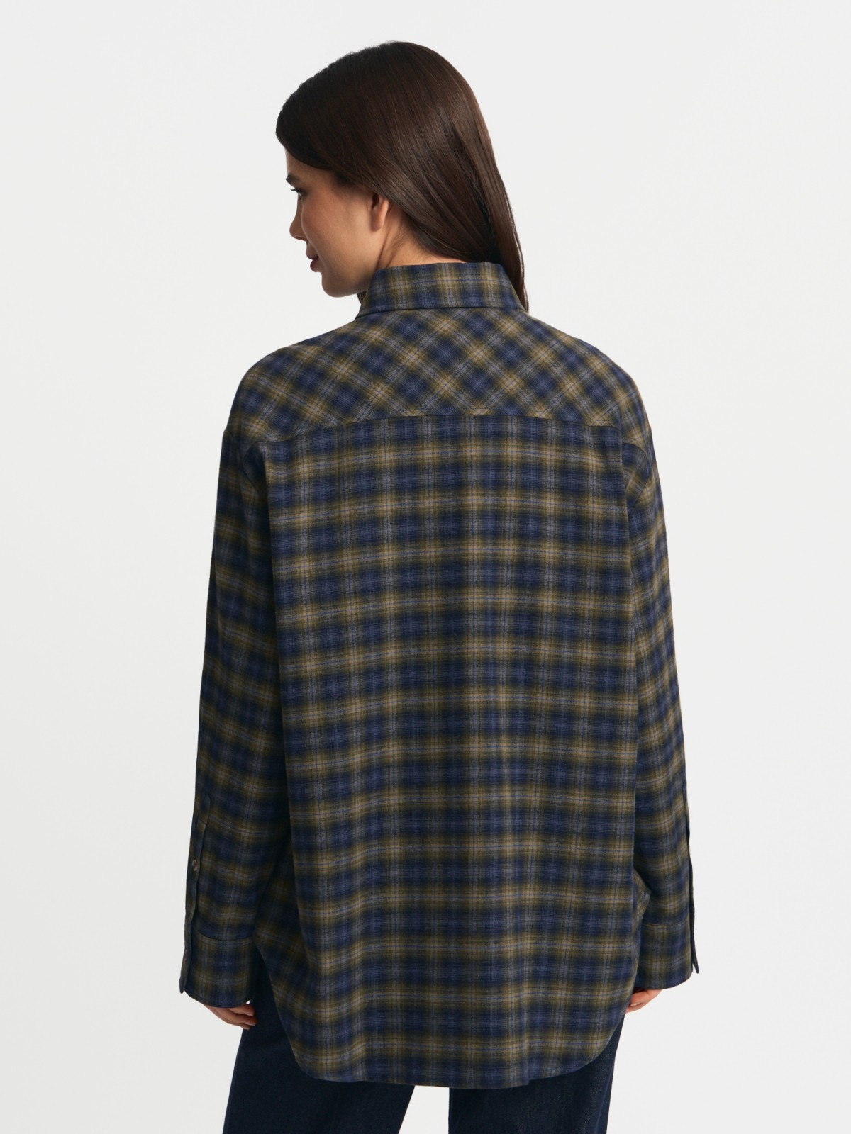 Верхняя рубашка оверсайз из фланели в клетку