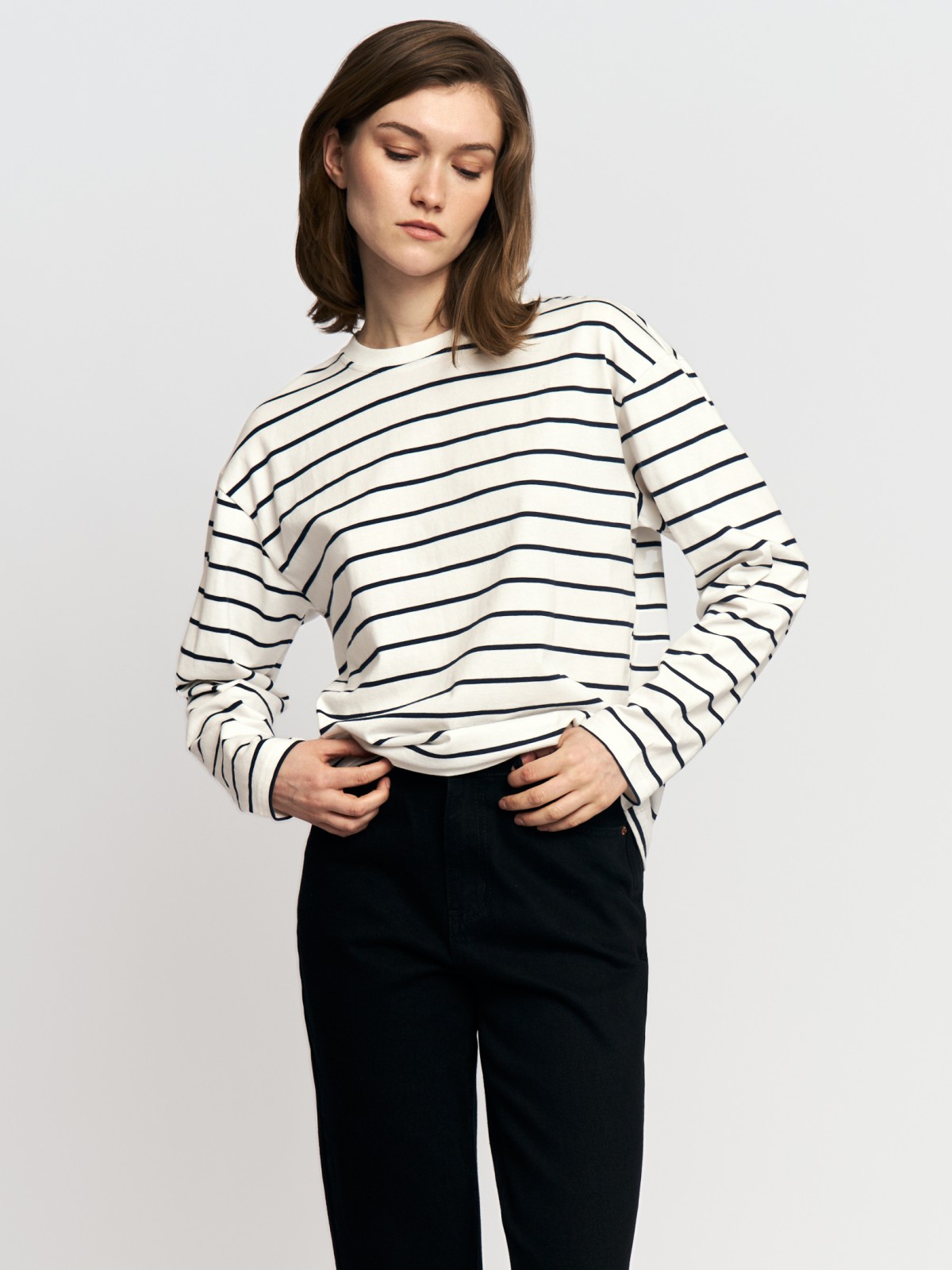 Лонгслив-тельняшка из хлопка в полоску