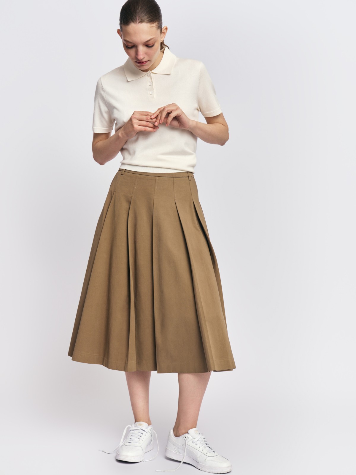 Юбка миди в складку из хлопка